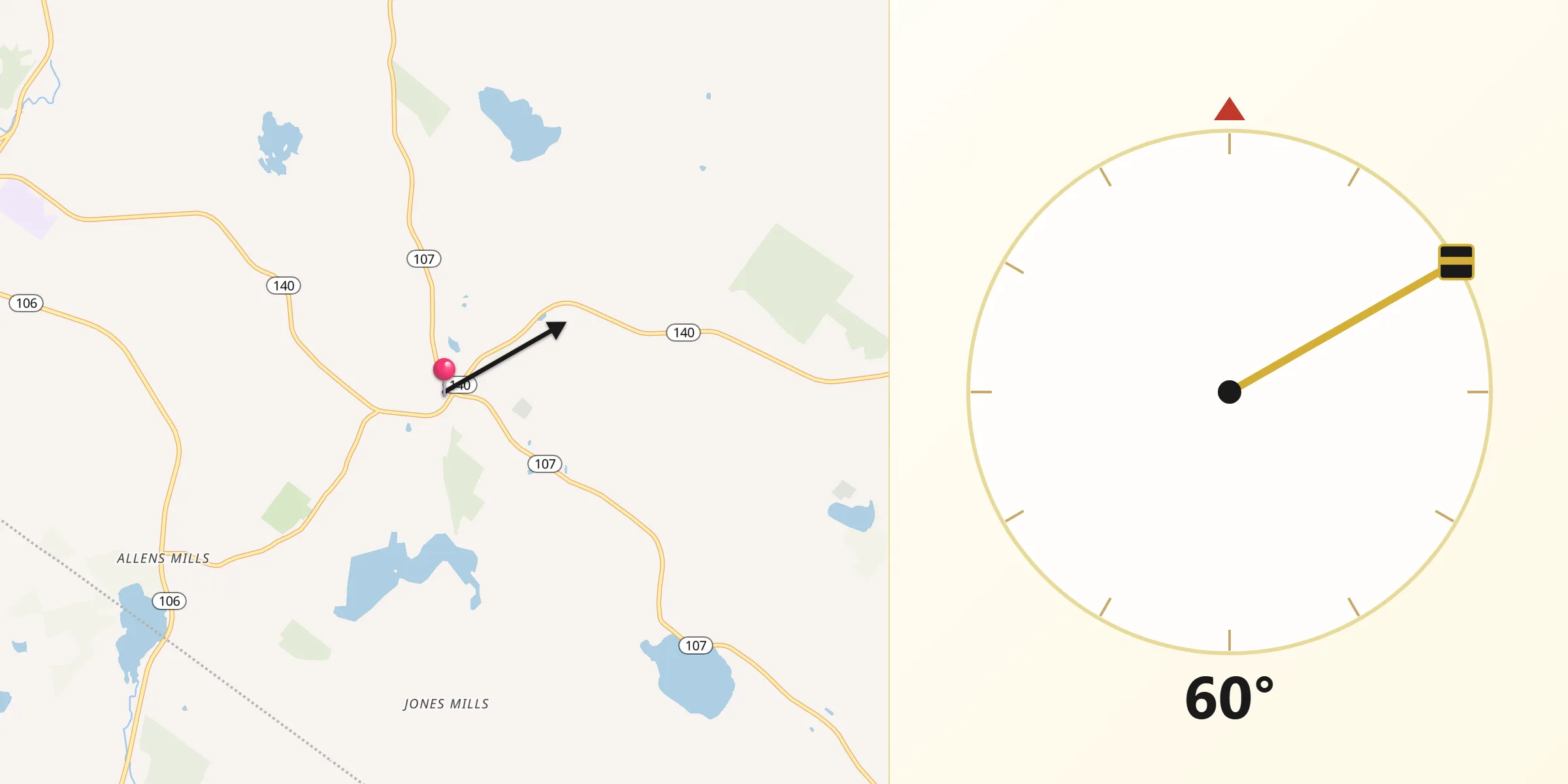 Qibla Direction from Gilmanton