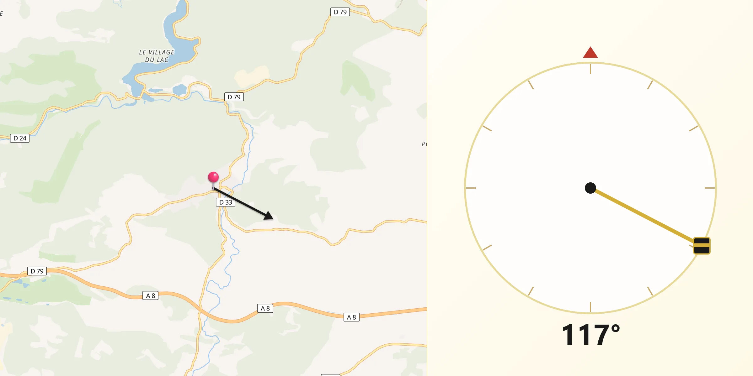 Direction vers la Qibla depuis Cabasse