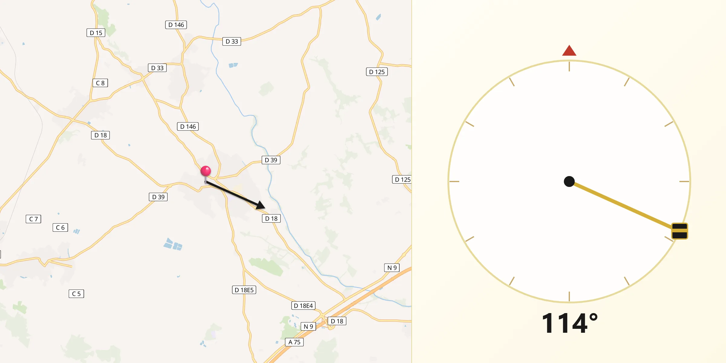 Direction vers la Qibla depuis Servian