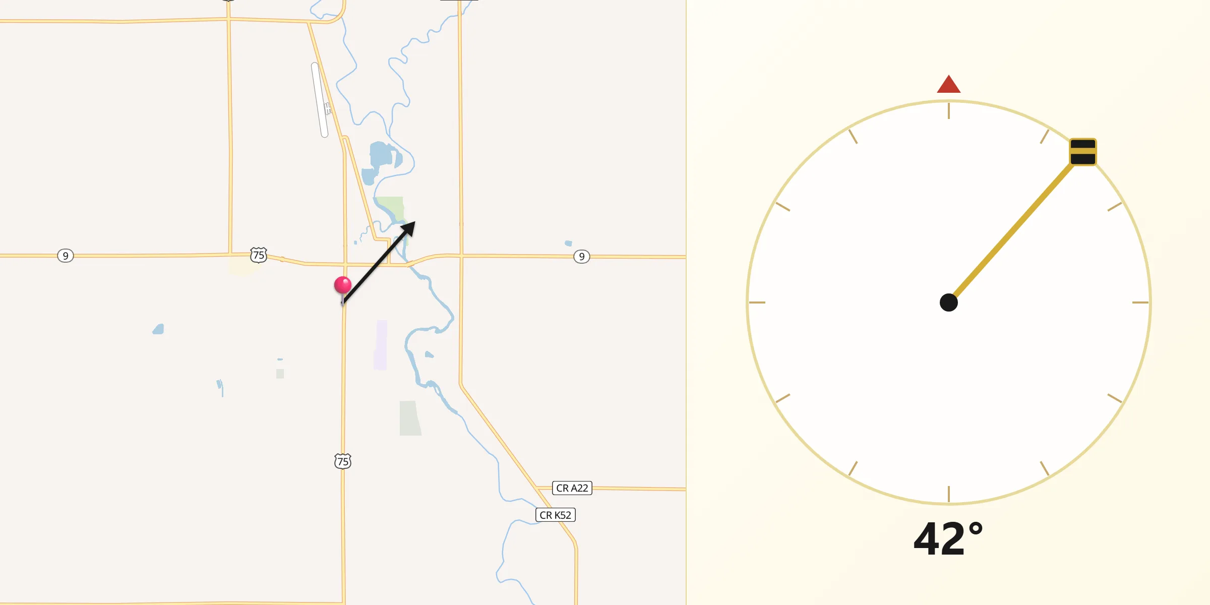 Qibla Direction from Rock Rapids