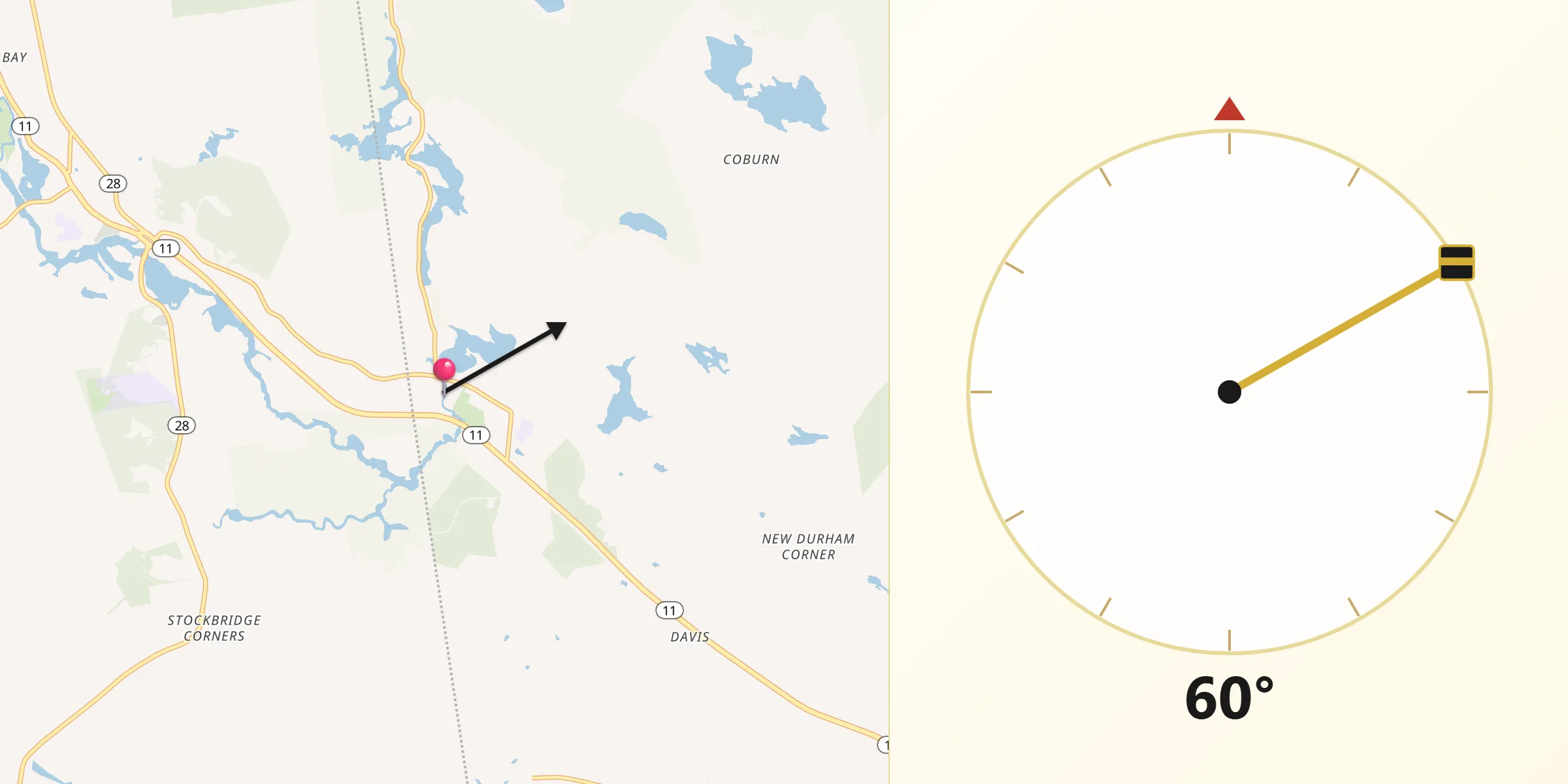 Qibla Direction from New Durham