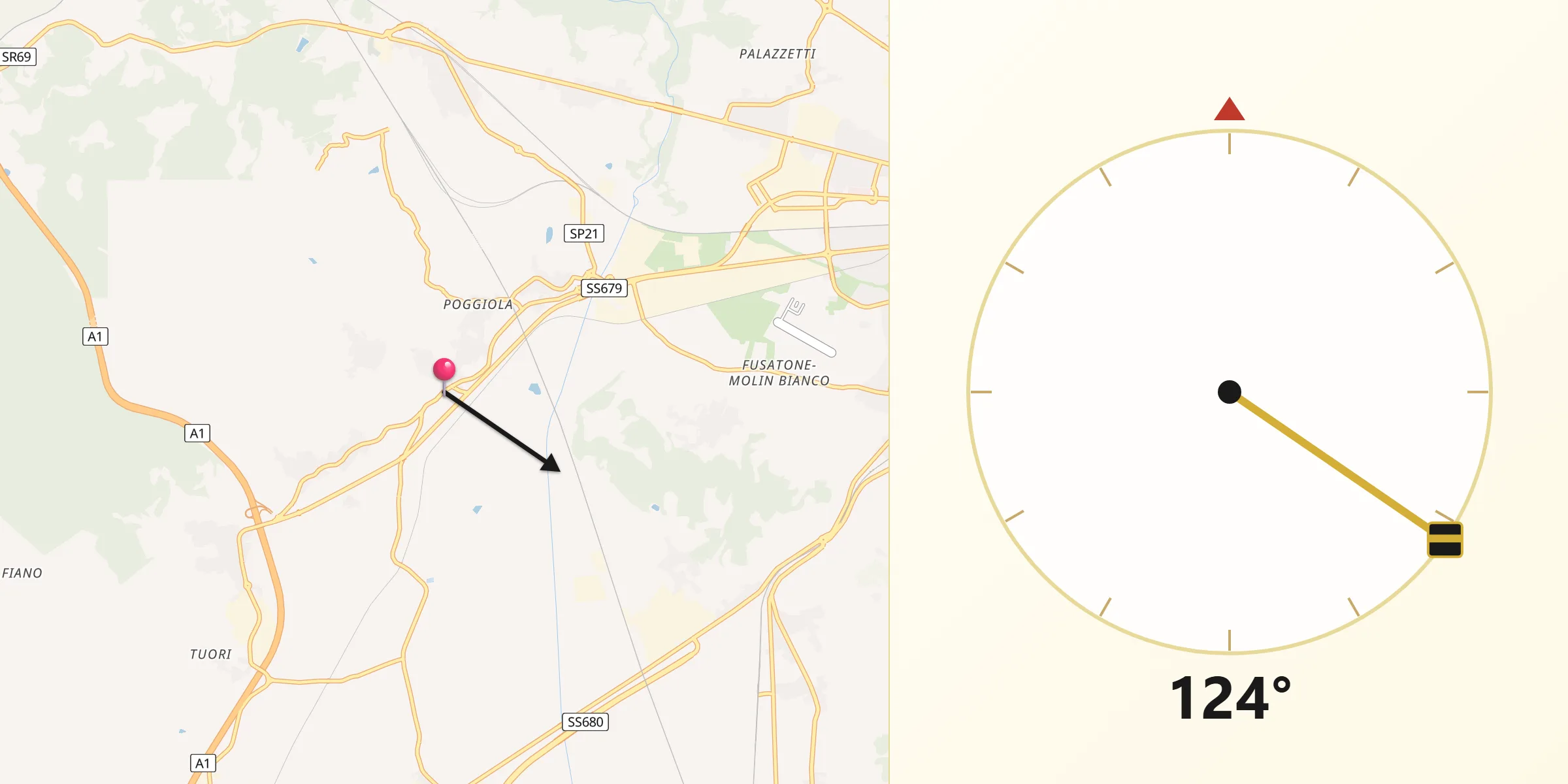 Direzione della Qibla da Battifolle-Ruscello-Poggiola