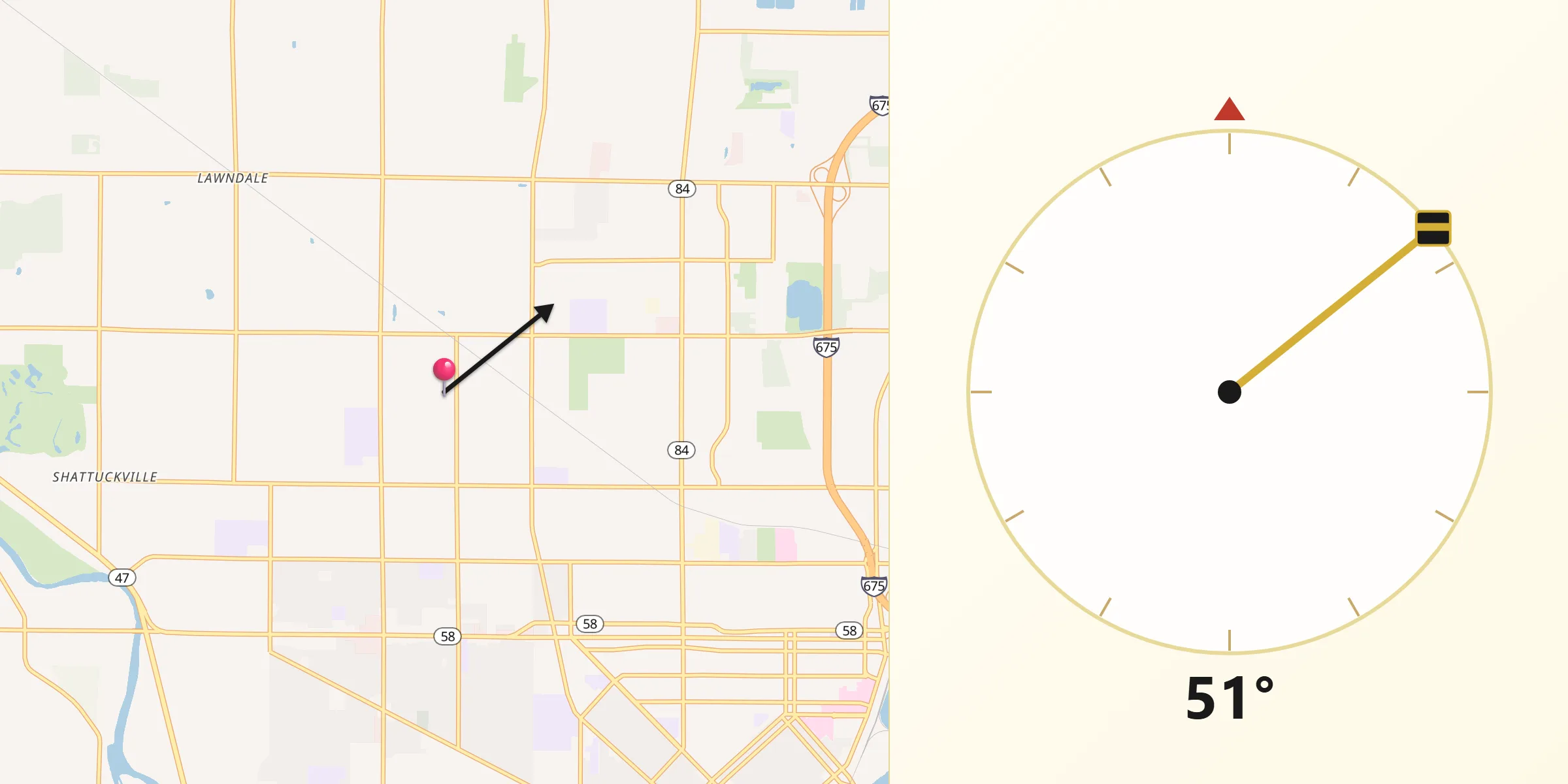 Qibla Direction from Saginaw Township North