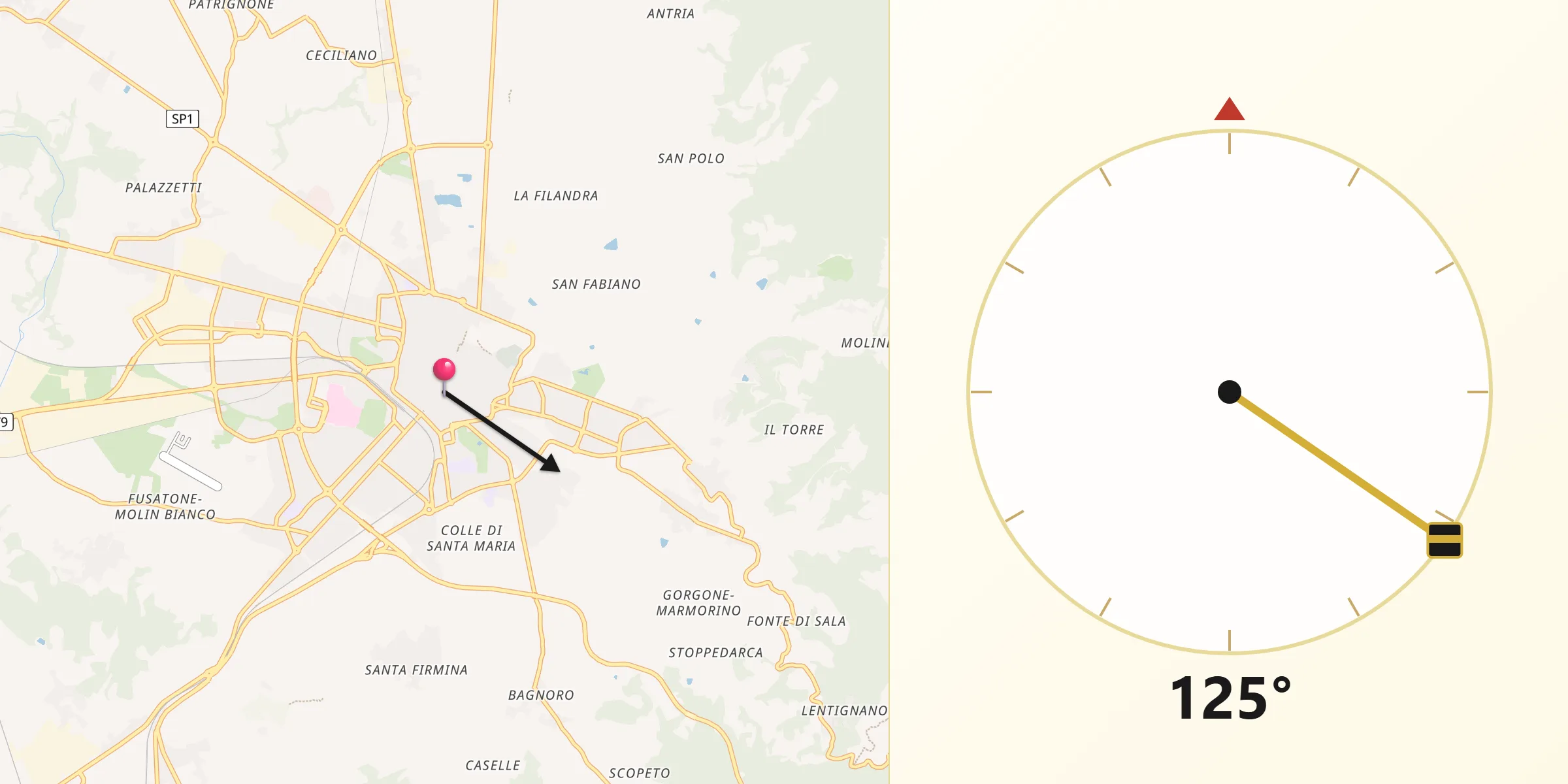Direzione della Qibla da Arezzo