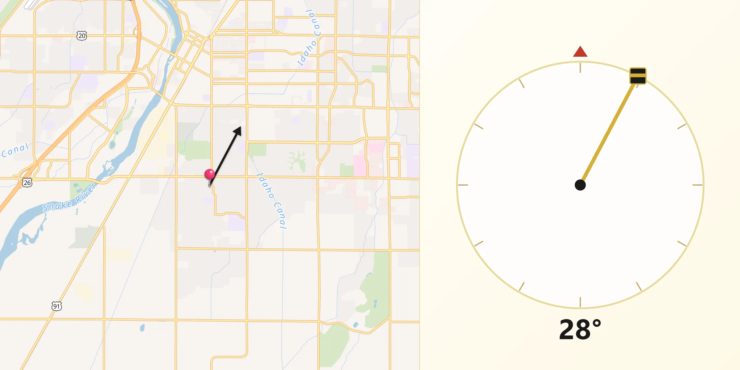 Qibla Direction from Idaho Falls
