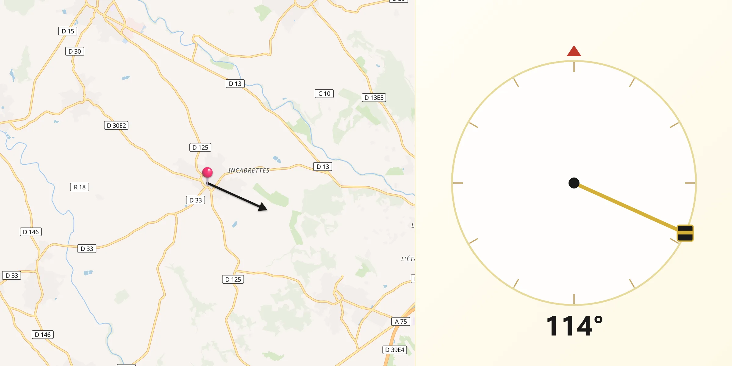 Direction vers la Qibla depuis Alignan-du-Vent