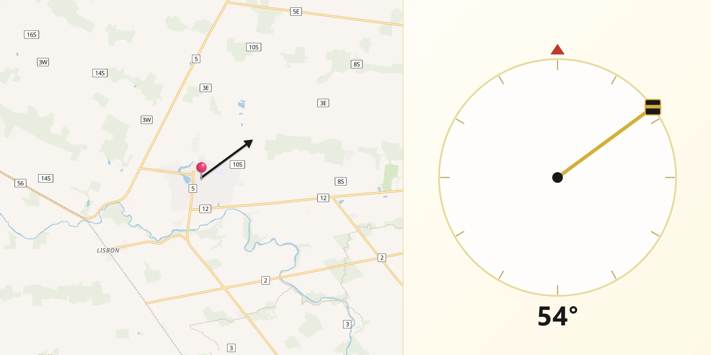 Qibla Direction from Wellesley