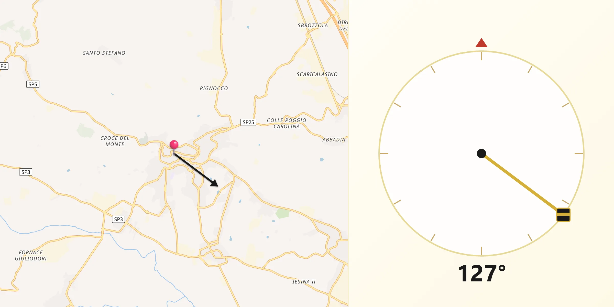 Direzione della Qibla da Osimo