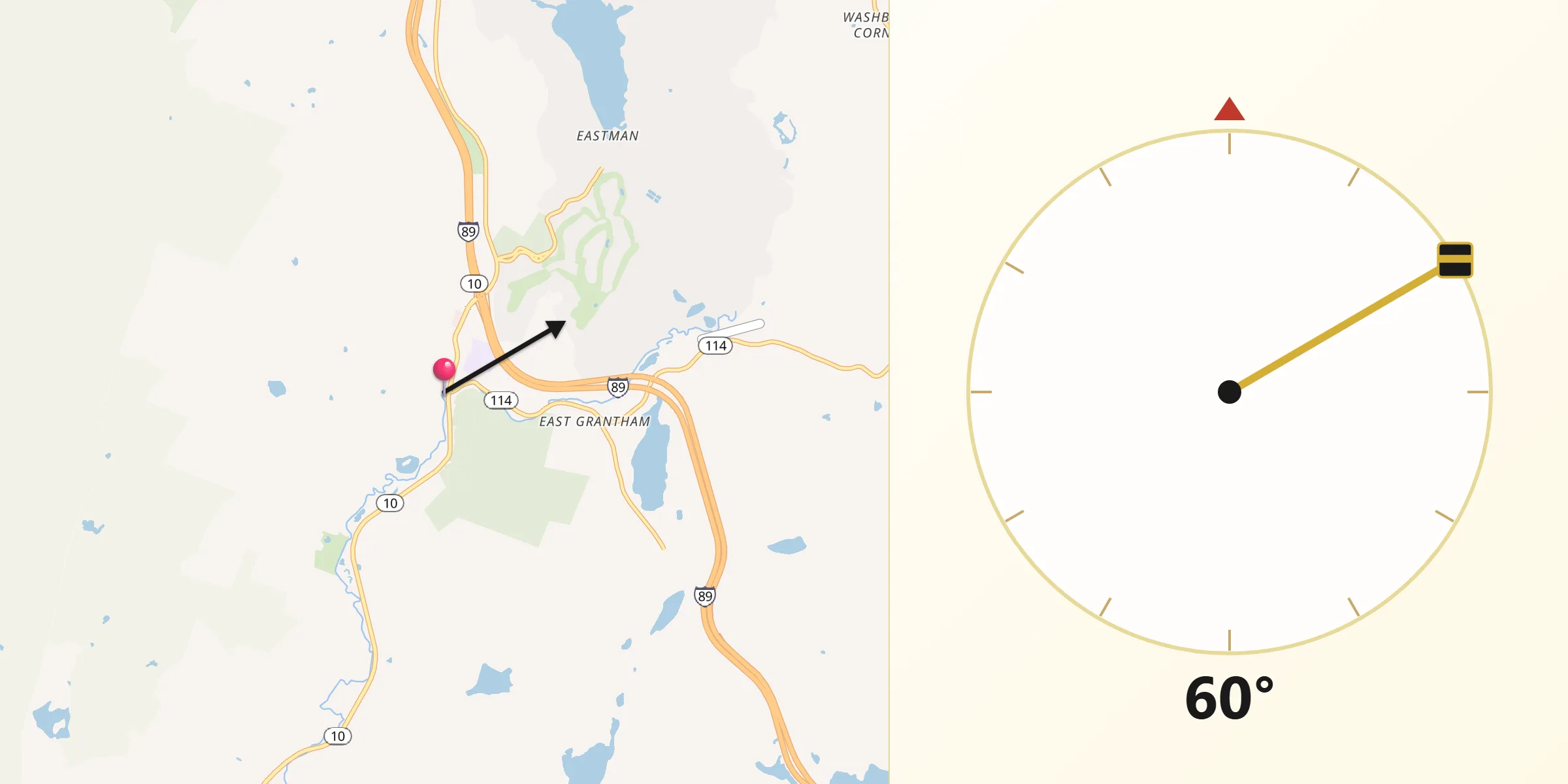 Qibla Direction from Grantham