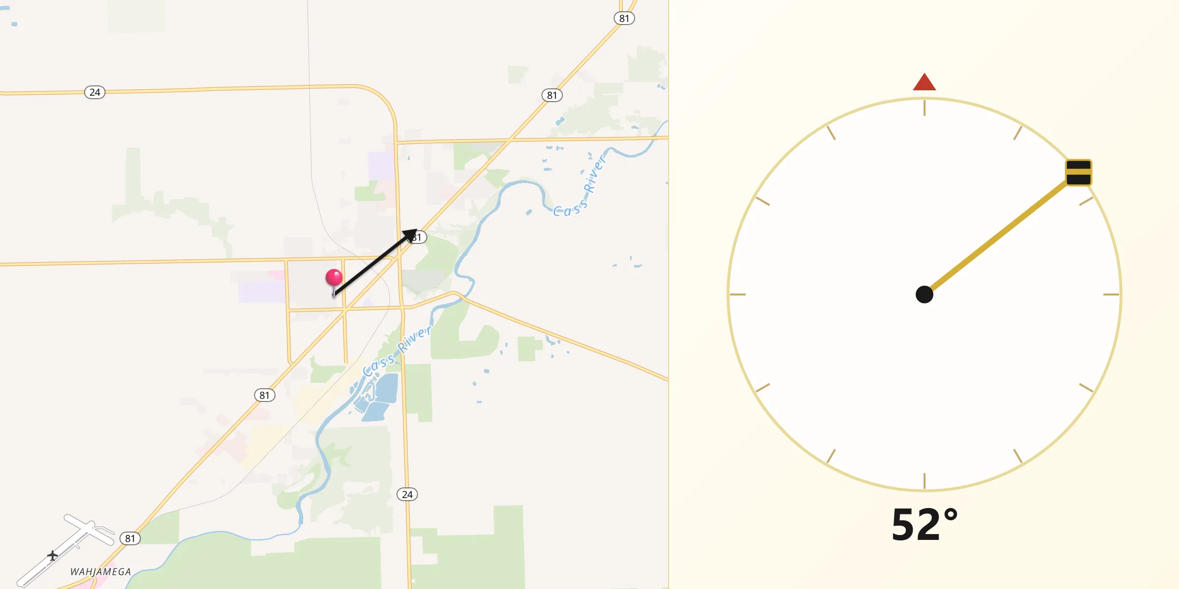 Qibla Direction from Caro