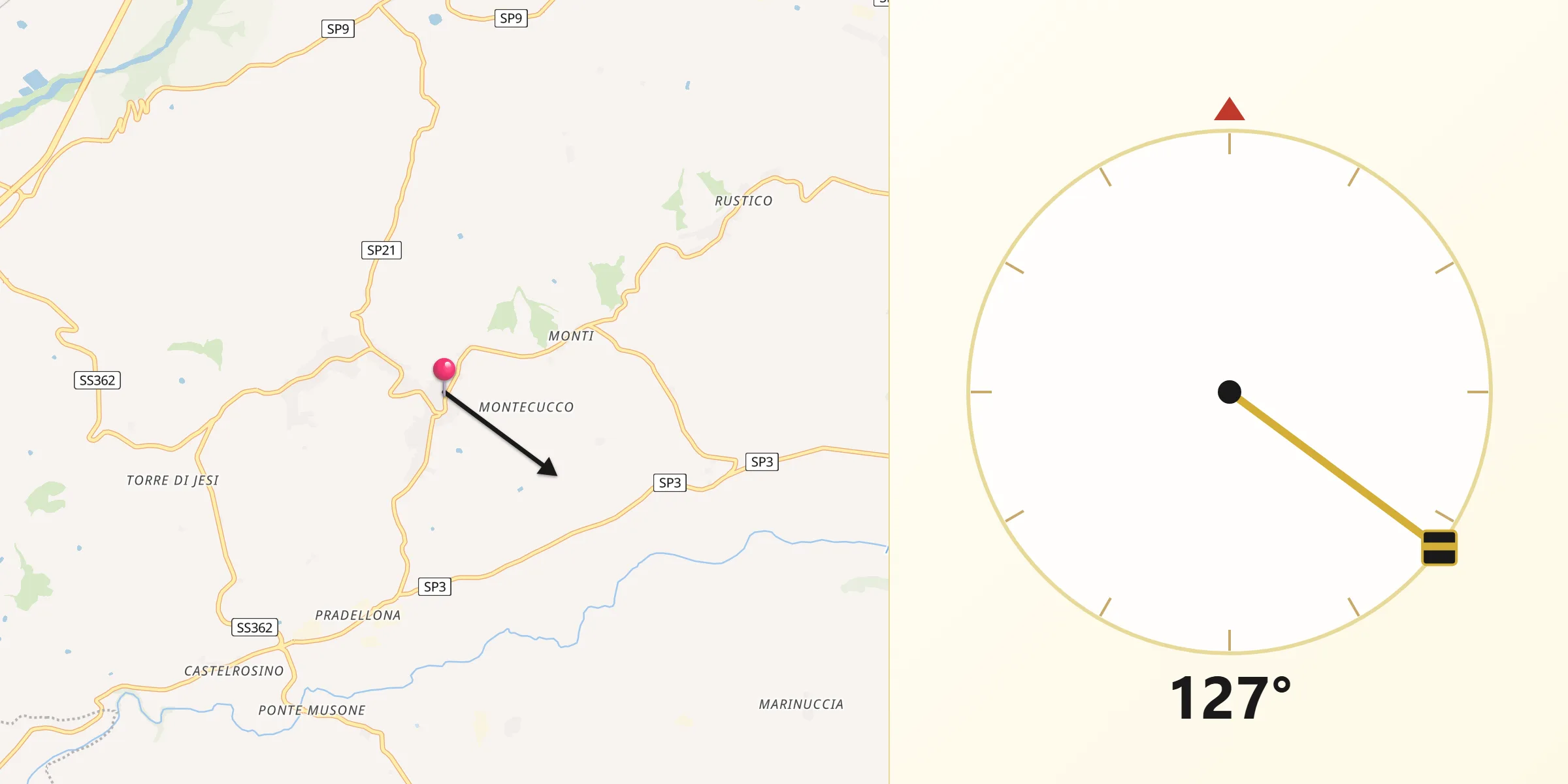 Direzione della Qibla da Santa Maria Nuova