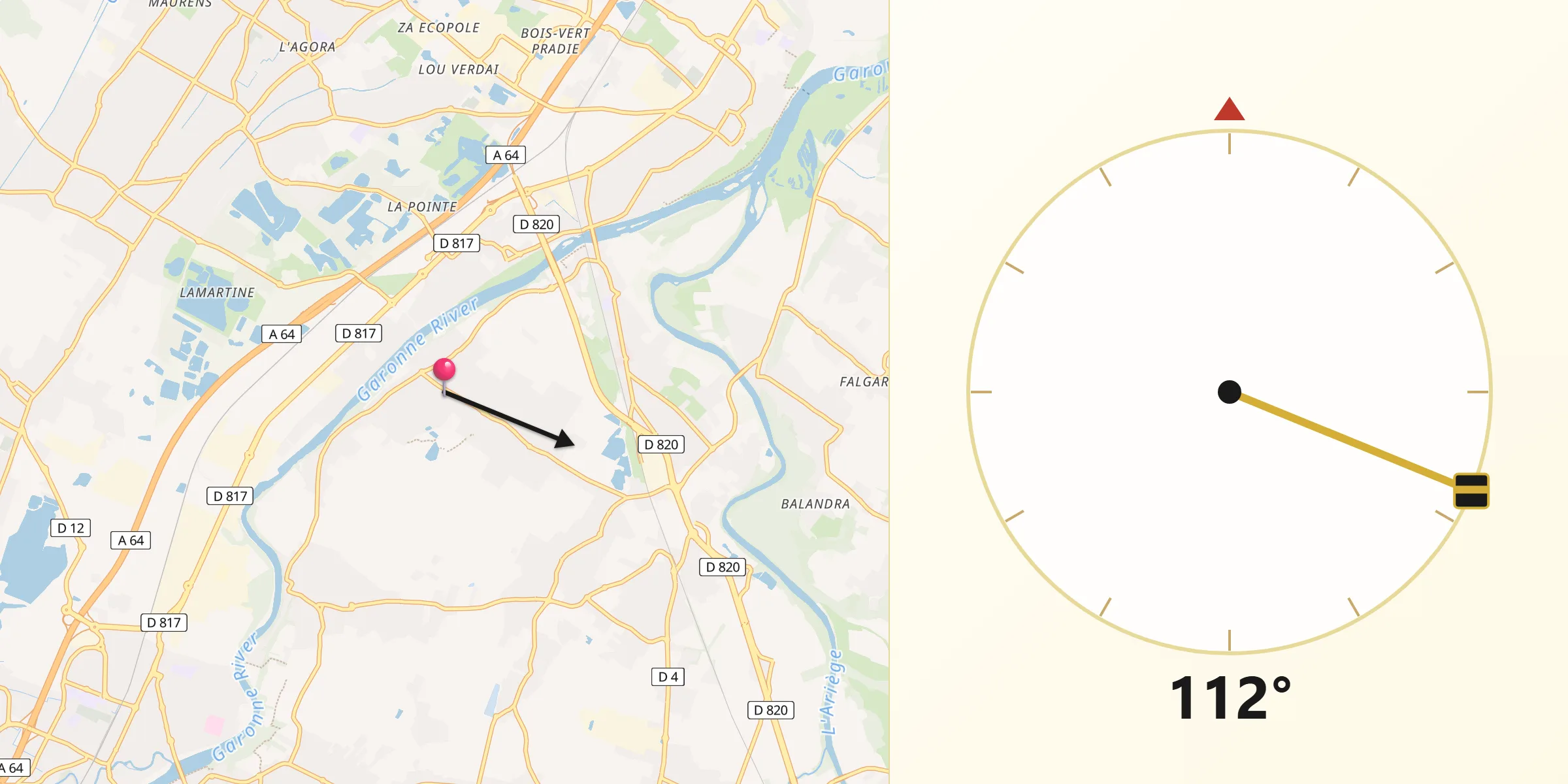 Direction vers la Qibla depuis Roquettes