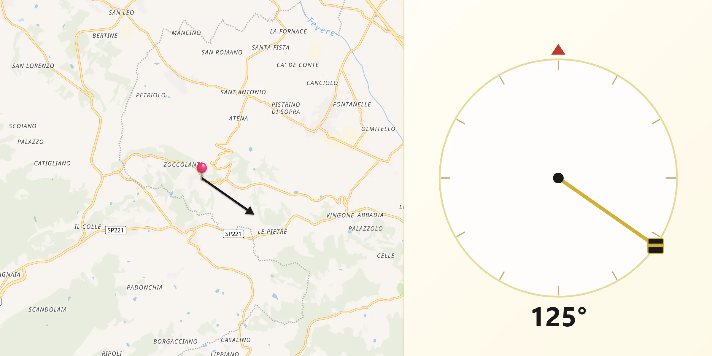 Direzione della Qibla da Citerna
