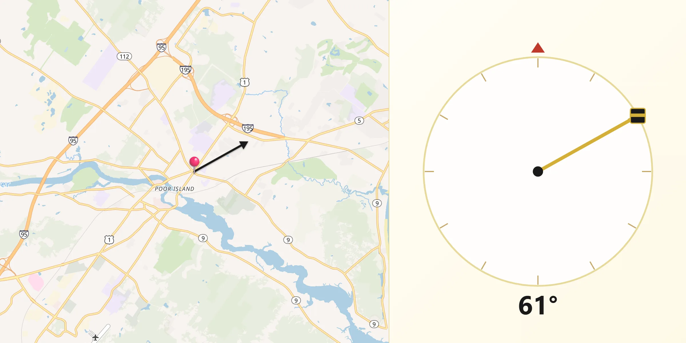 Qibla Direction from Saco