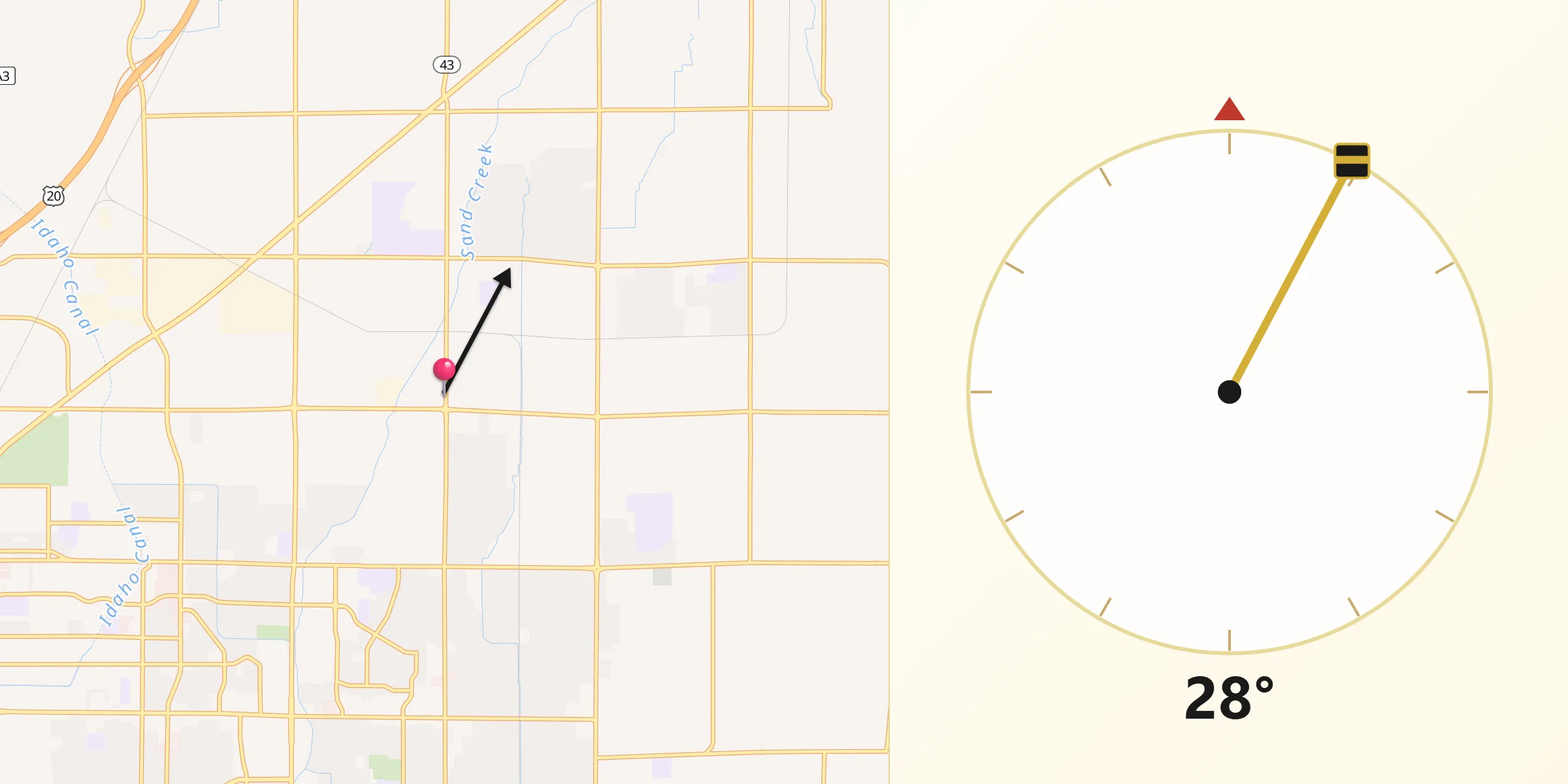 Dirección de la Qibla desde Lincoln