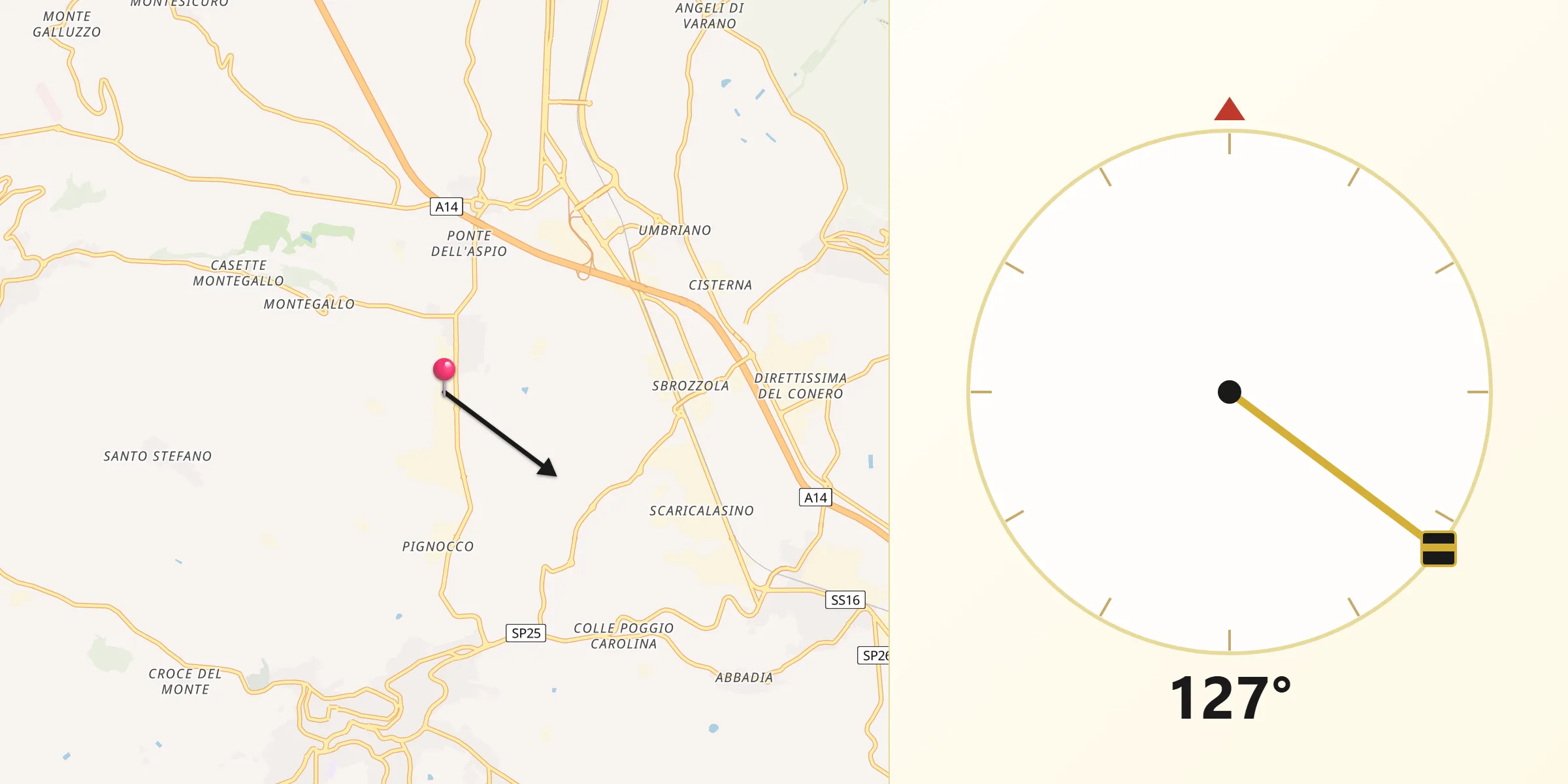 Direzione della Qibla da San Biagio