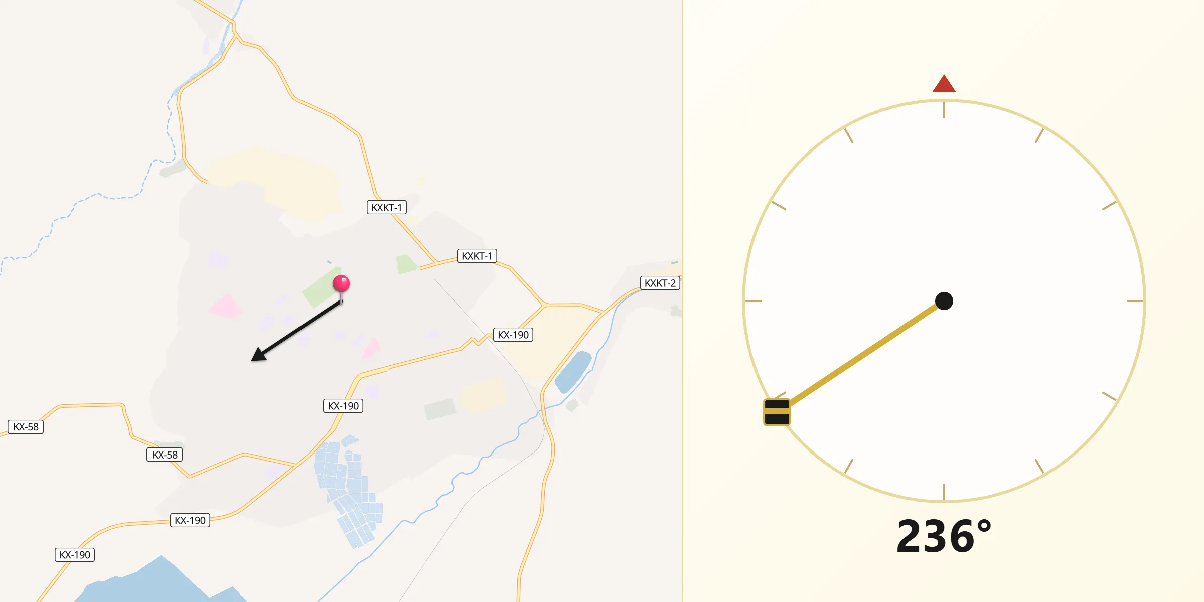 Direction vers la Qibla depuis Kentaou