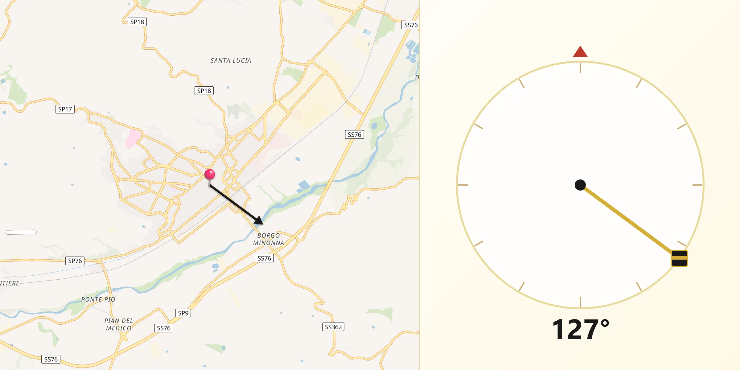 Direzione della Qibla da Jesi