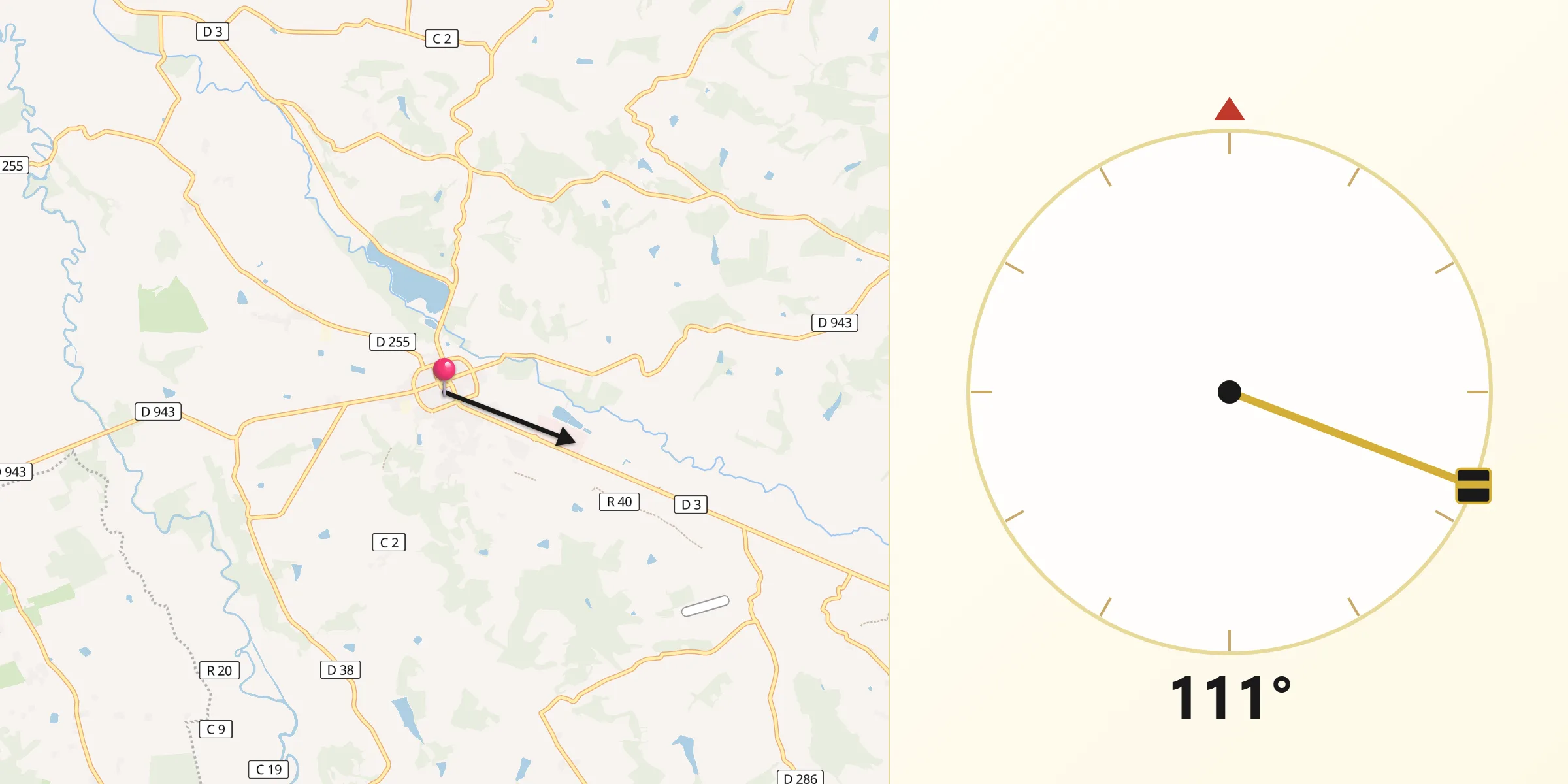Direction vers la Qibla depuis Marciac