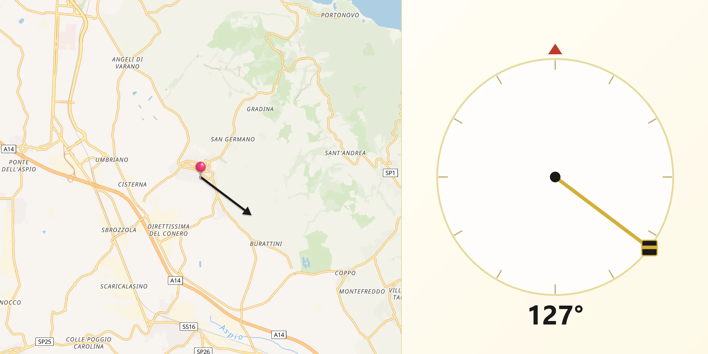 Direzione della Qibla da Camerano