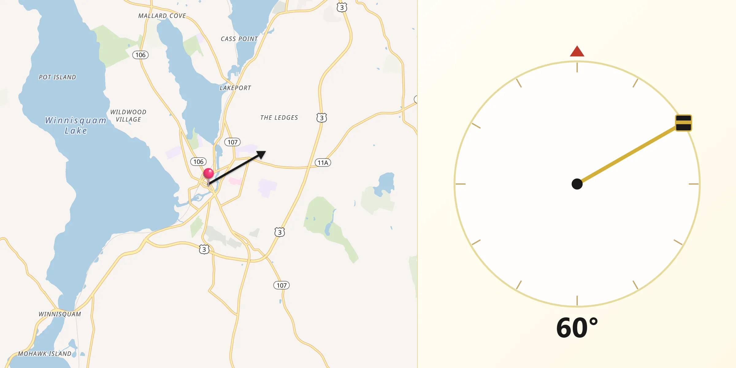 Qibla Direction from Laconia