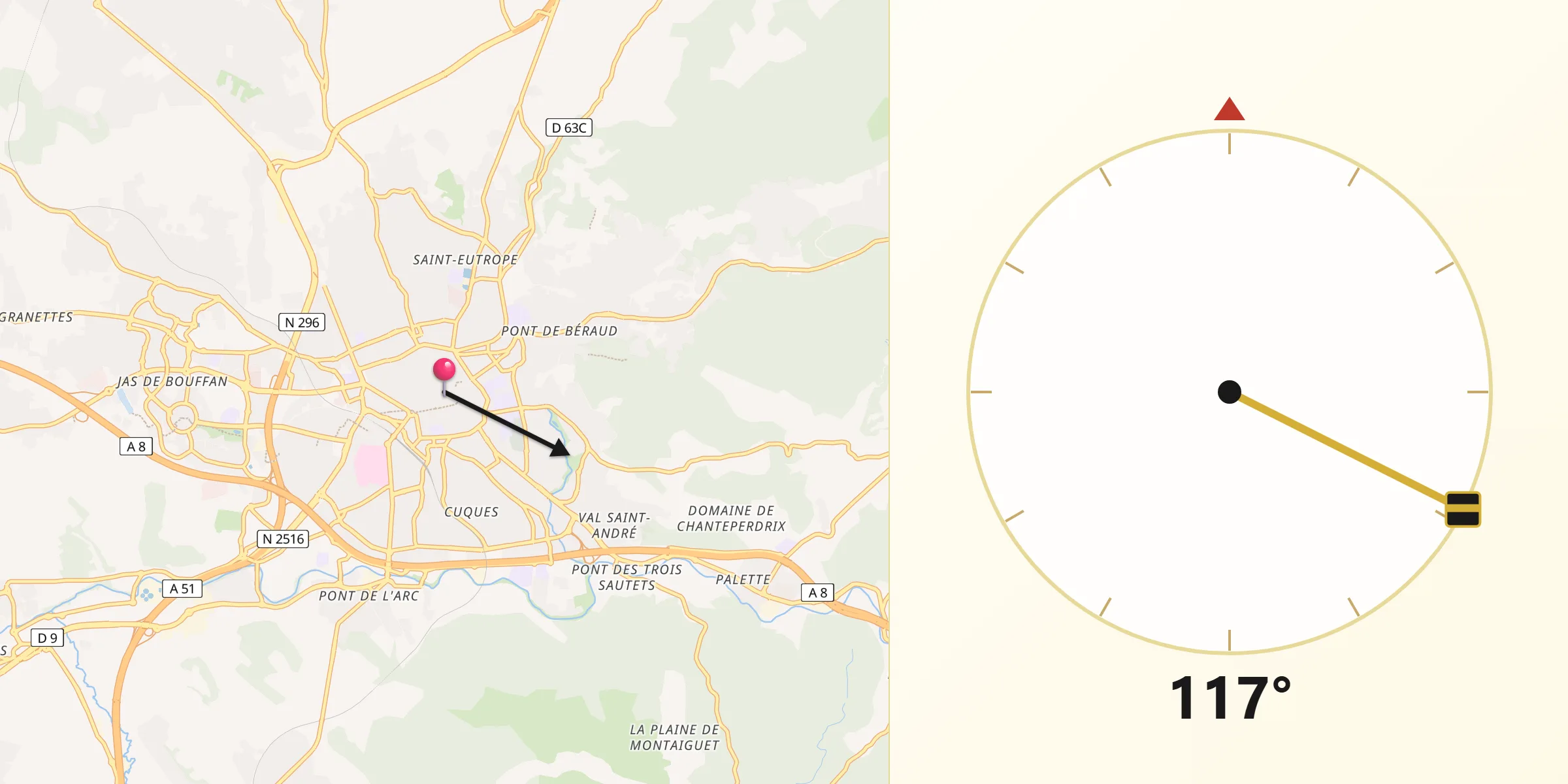 Aix-en-Provence şehrinden Kıble Yönü