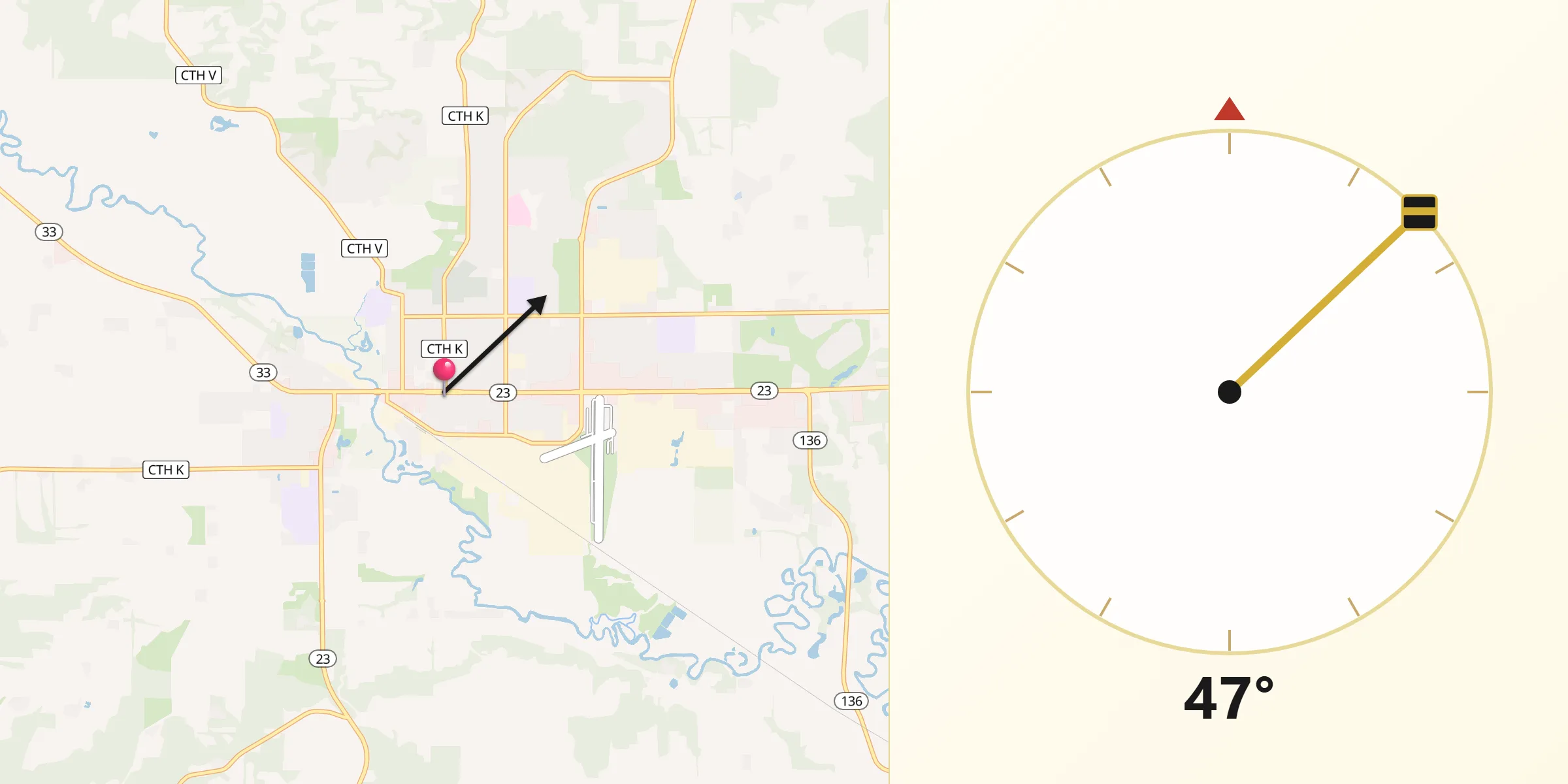 Qibla Direction from Reedsburg