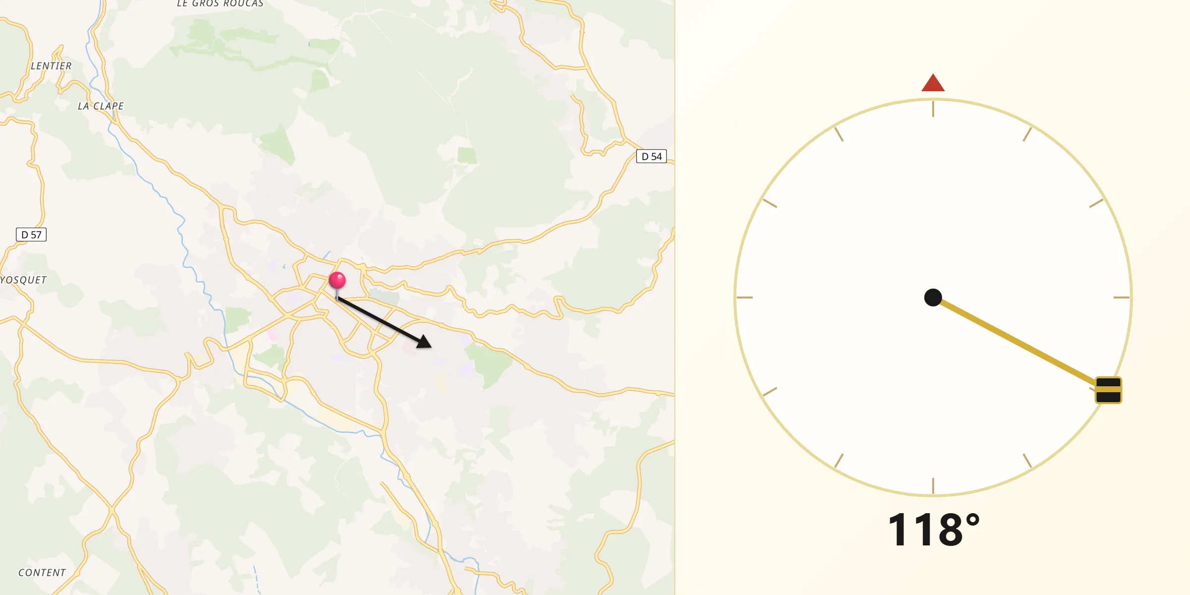 Direction vers la Qibla depuis Draguignan