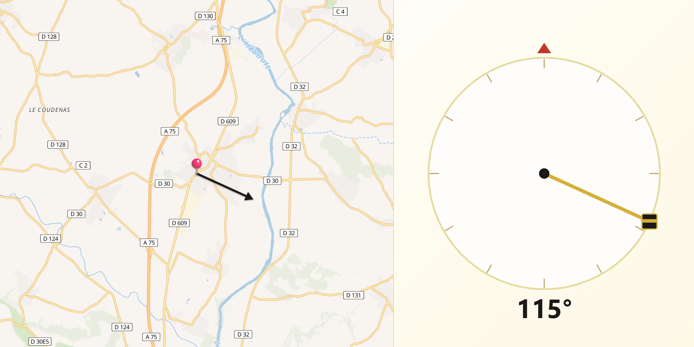 Direction vers la Qibla depuis Paulhan