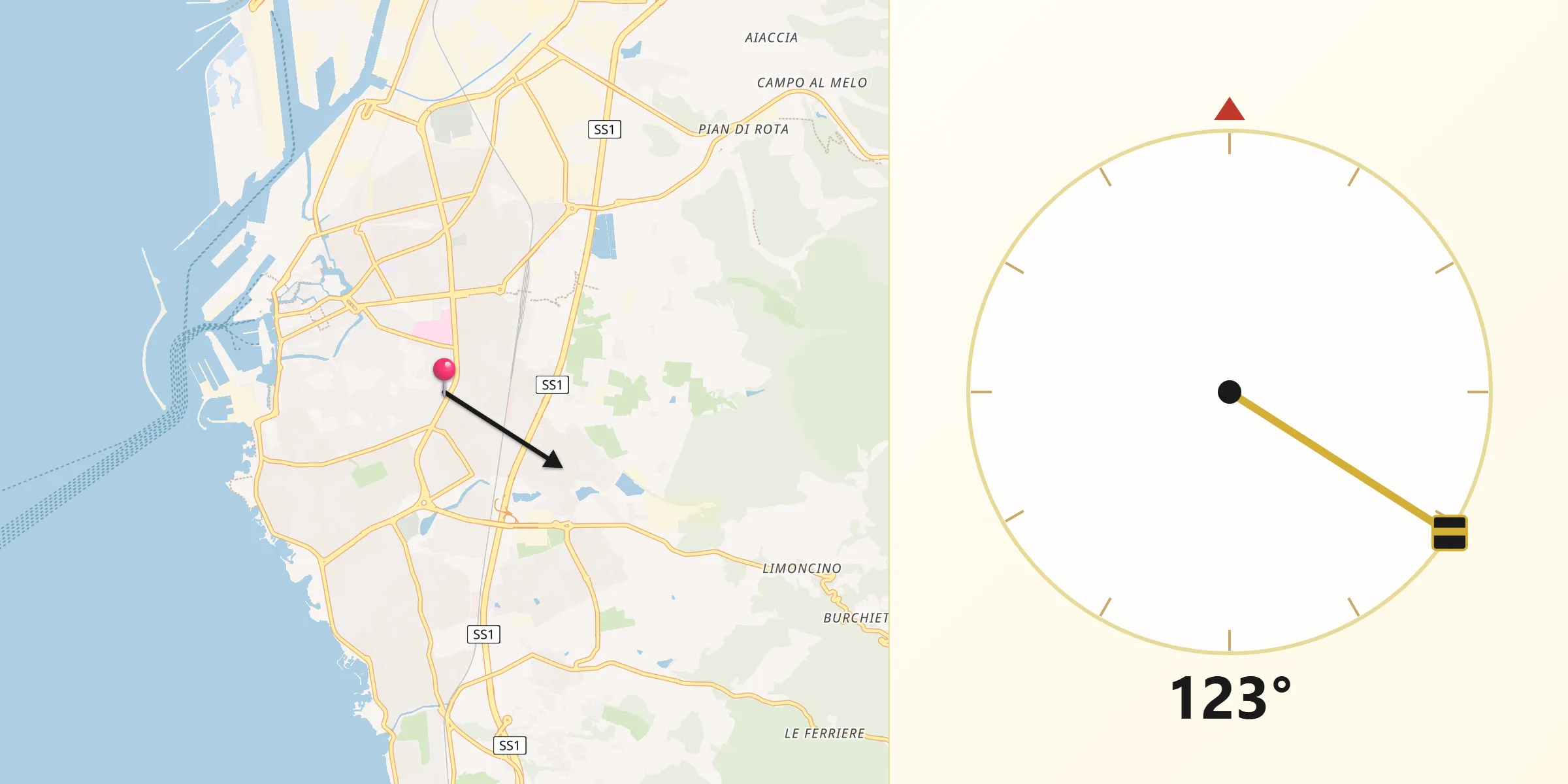 Direzione della Qibla da Livorno