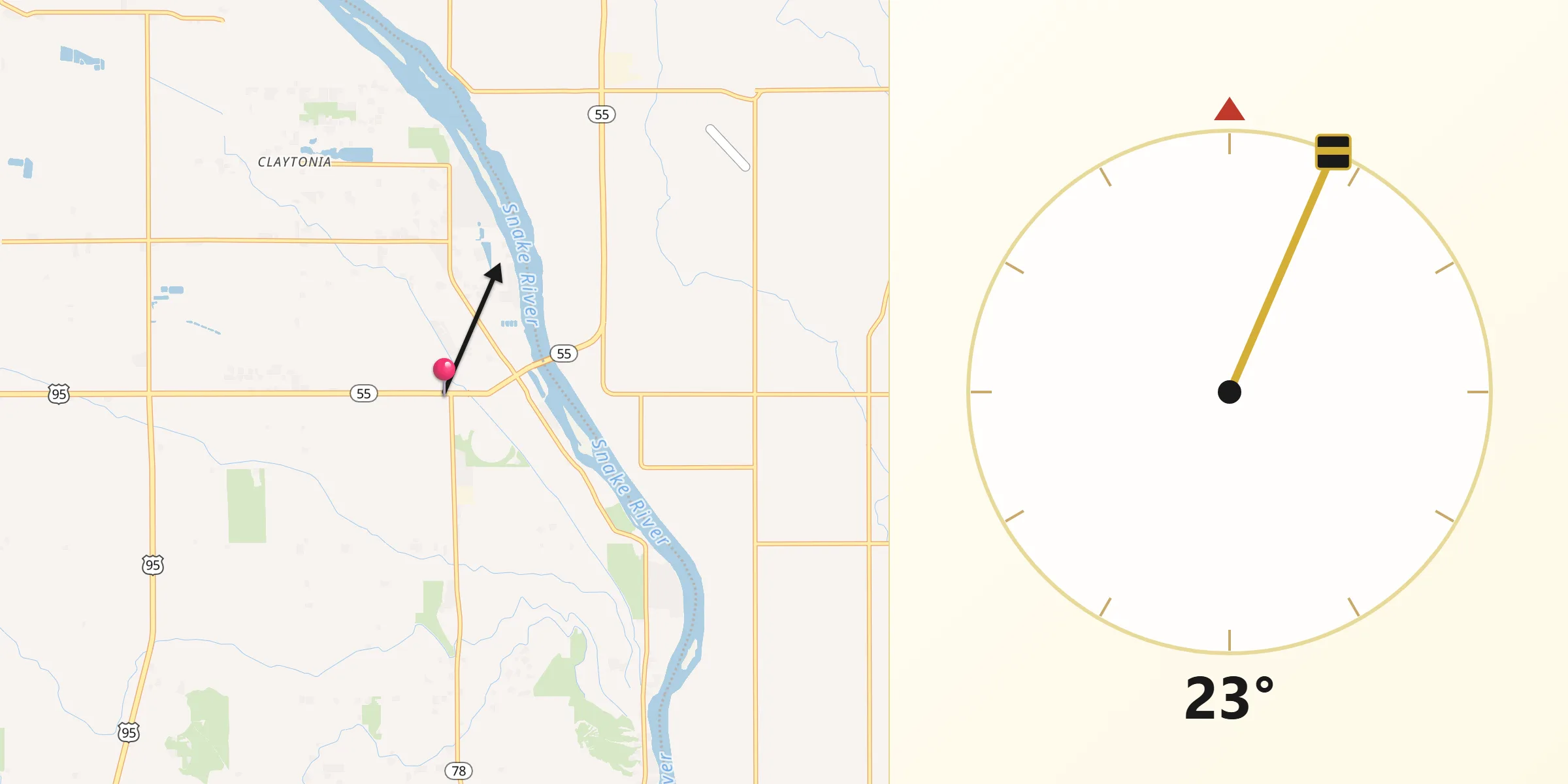 Qibla Direction from Marsing