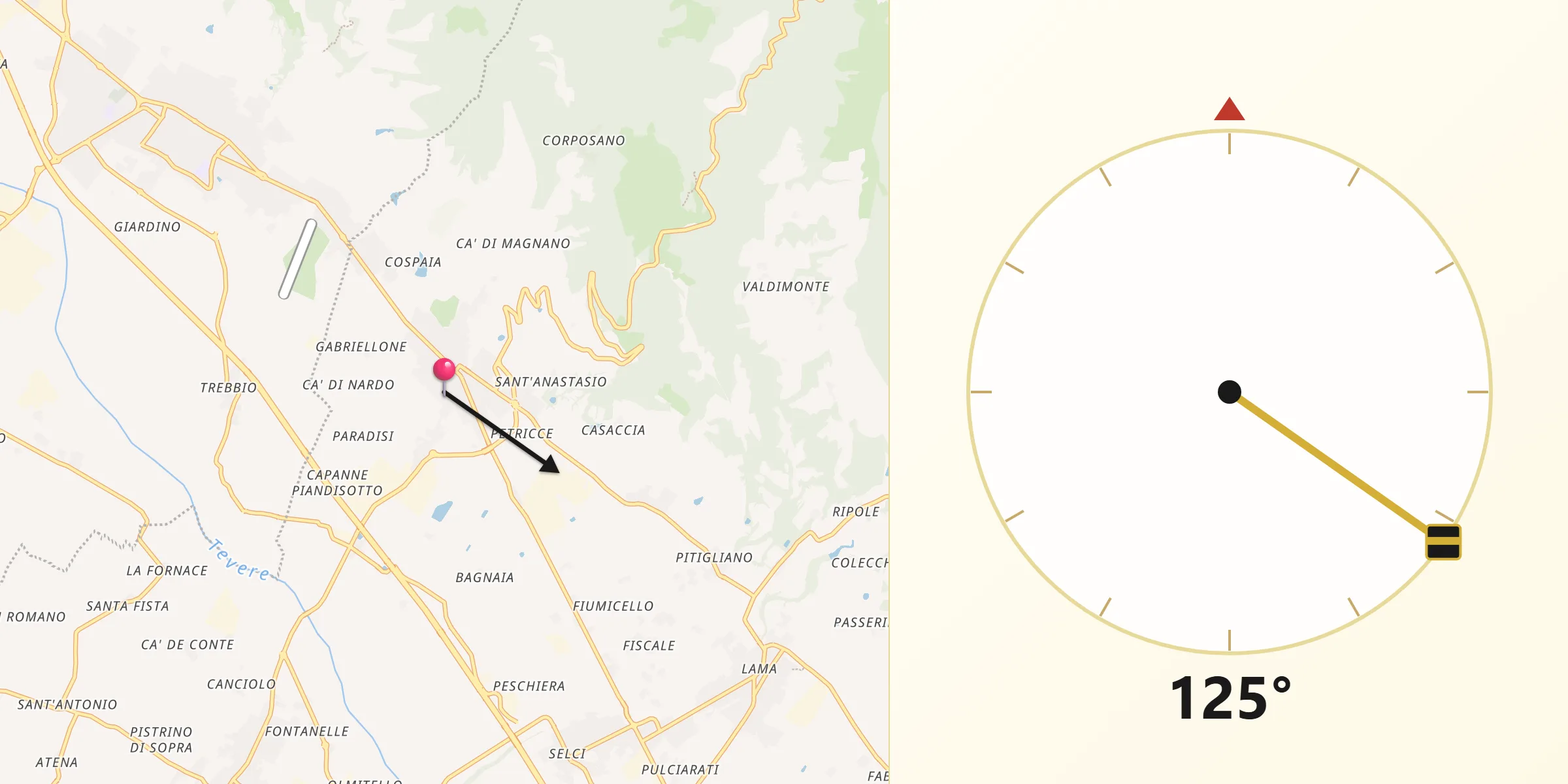 Direzione della Qibla da San Giustino