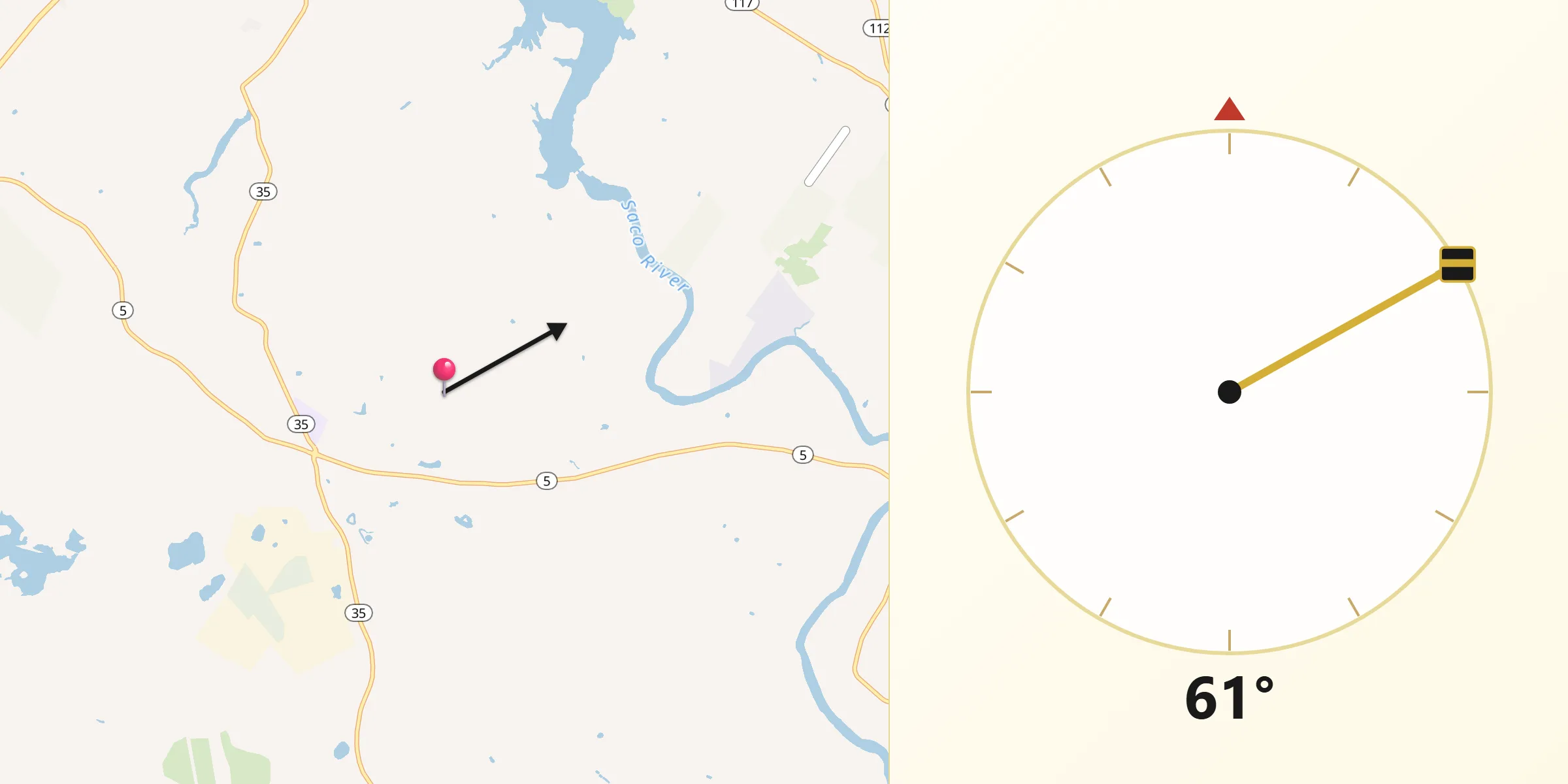 Dirección de la Qibla desde Dayton