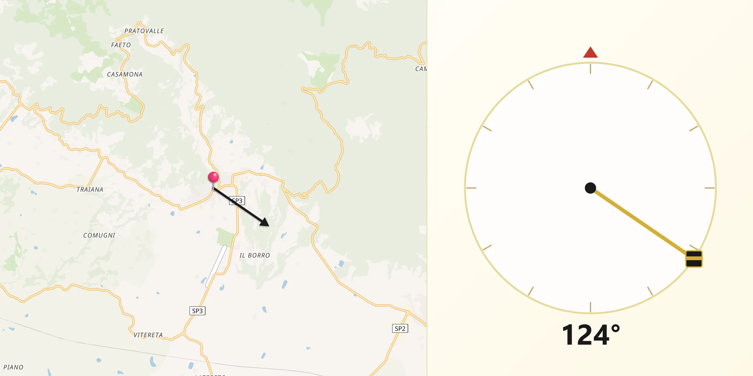 Direzione della Qibla da San Giustino Valdarno