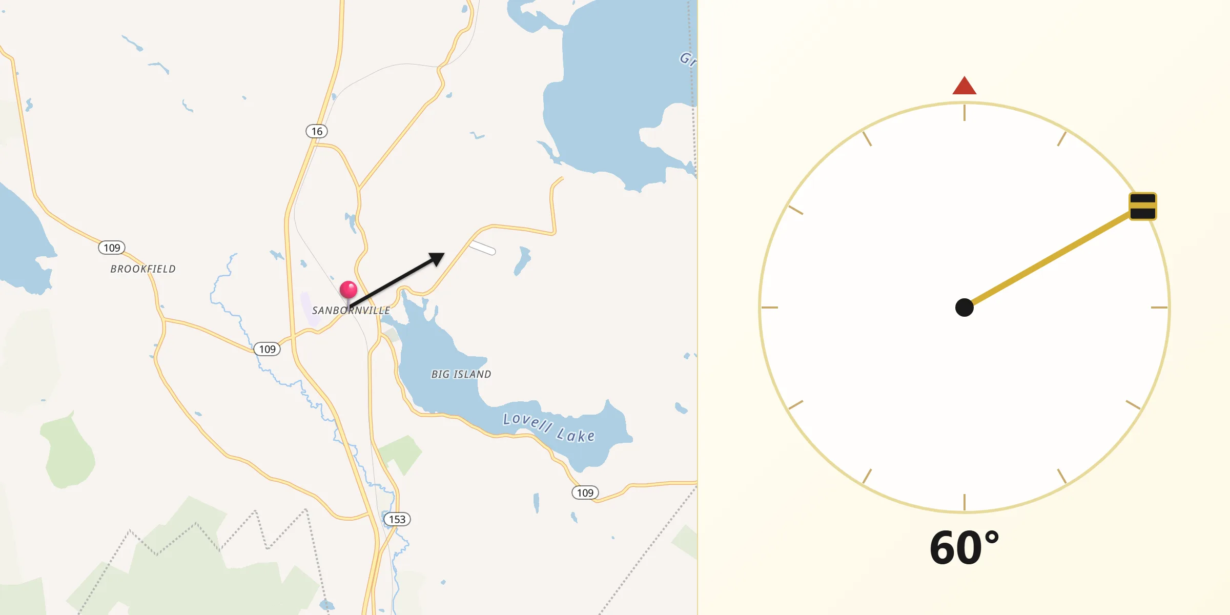 Qibla Direction from Sanbornville