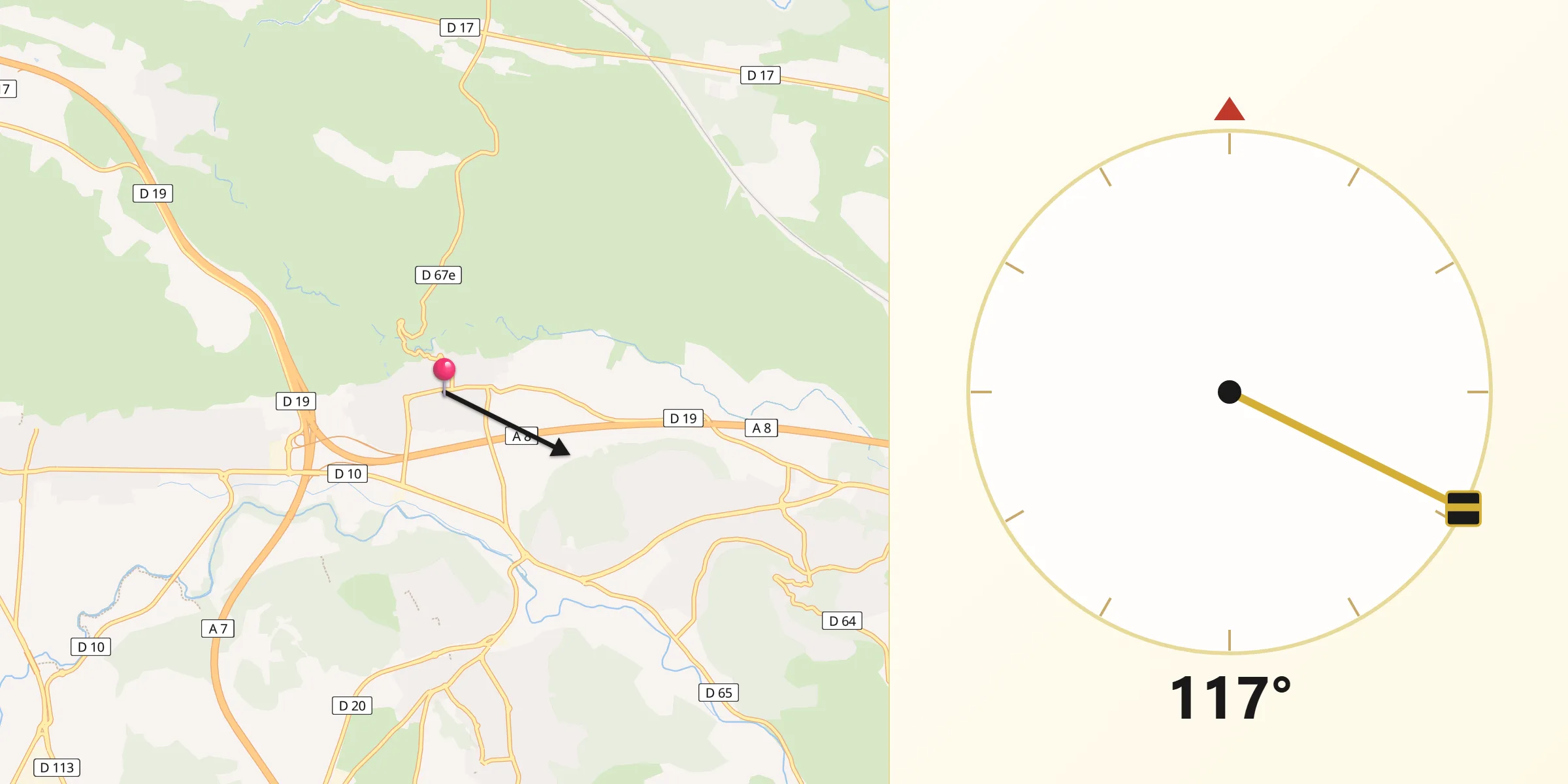 Direction vers la Qibla depuis Coudoux