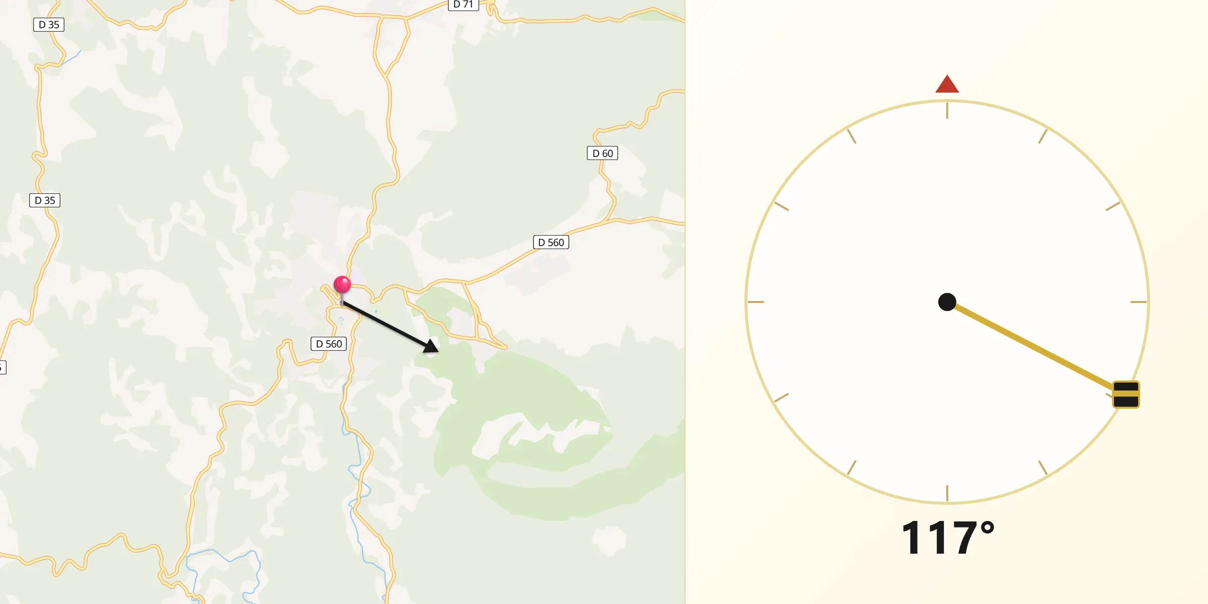 Direction vers la Qibla depuis Barjols