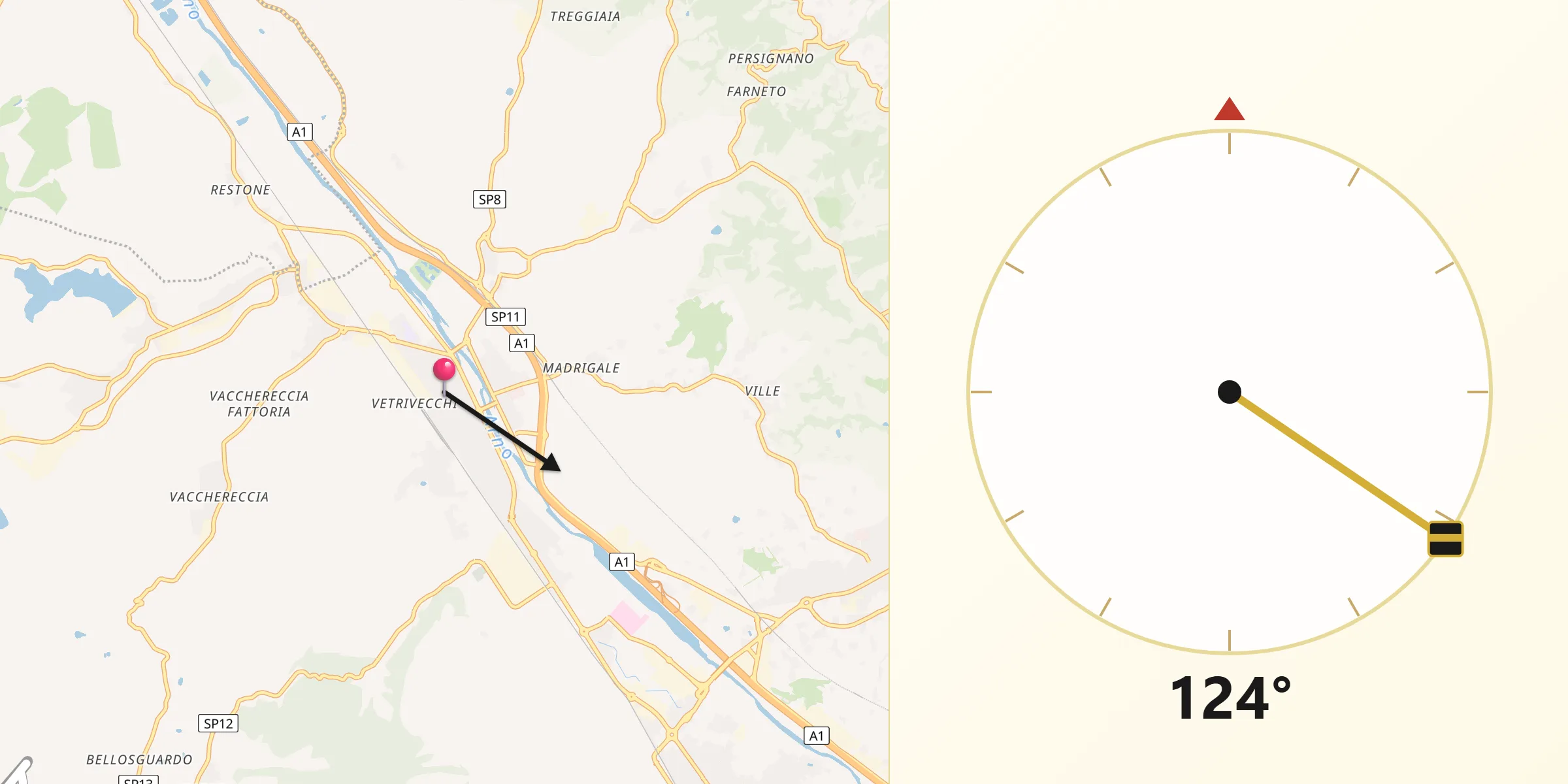 Direzione della Qibla da San Giovanni Valdarno