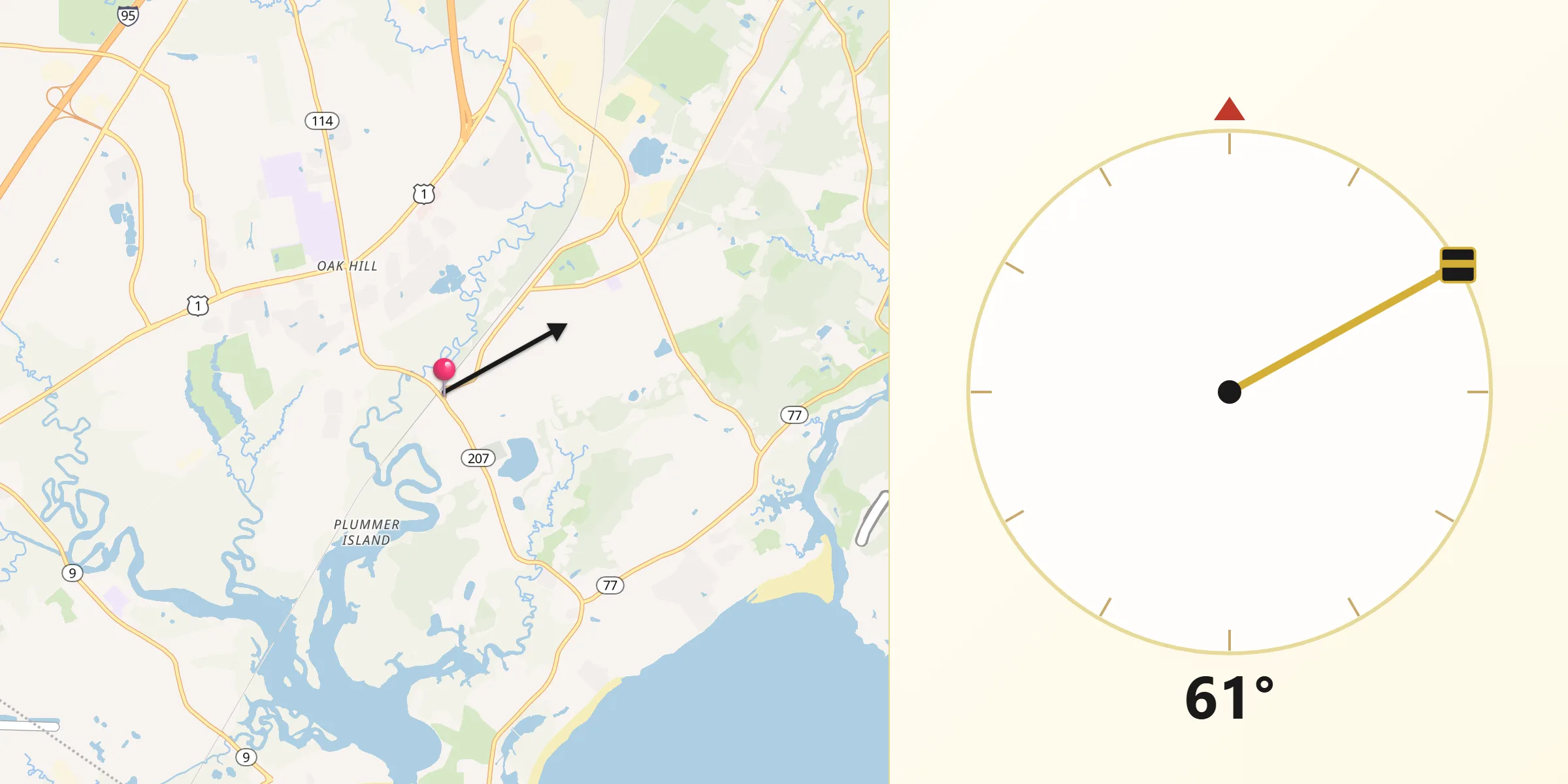 Qibla Direction from Scarborough