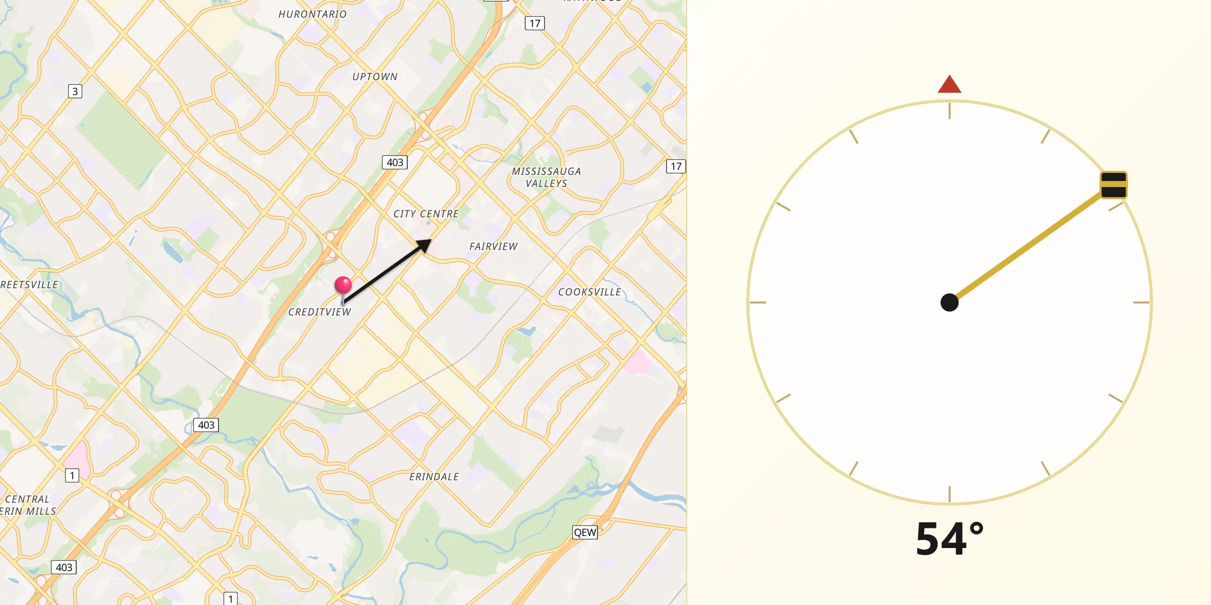 Direcția Qibla din Mississauga