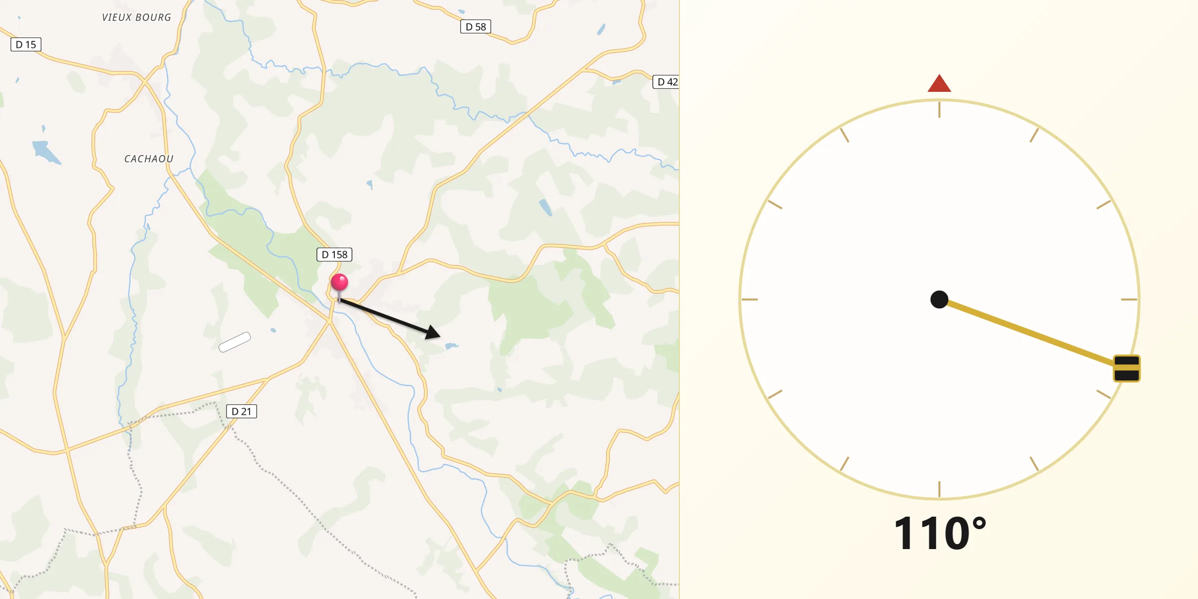 Direction vers la Qibla depuis Amou