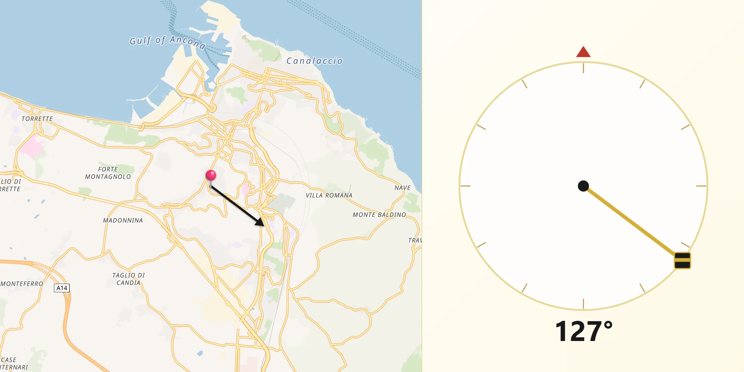 Direzione della Qibla da Ancona