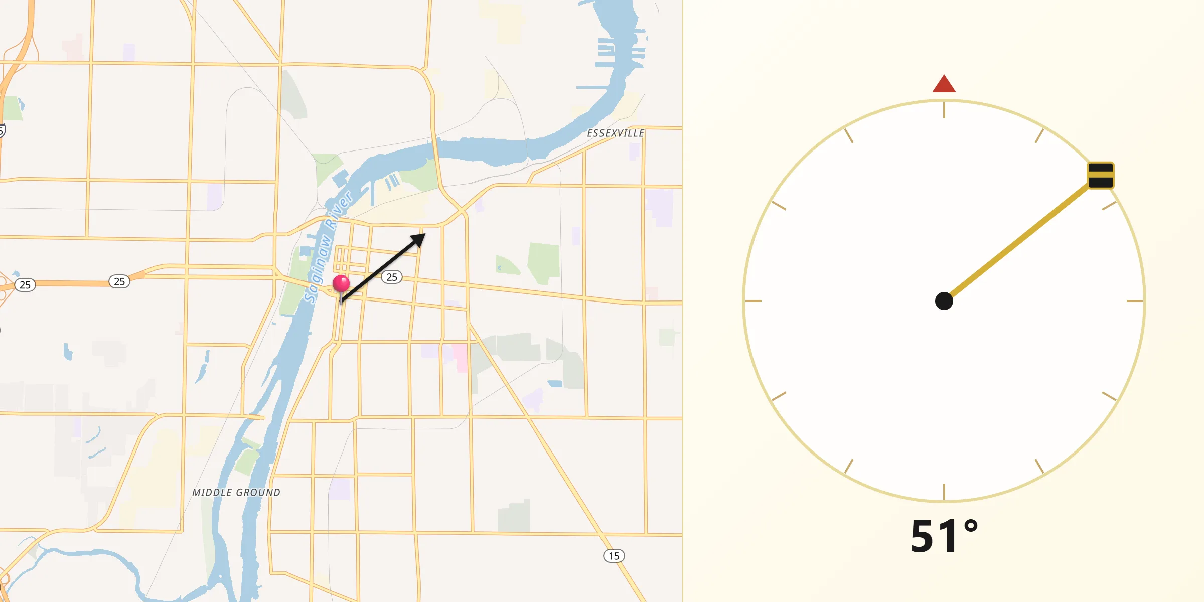 Qibla Direction from Bay City