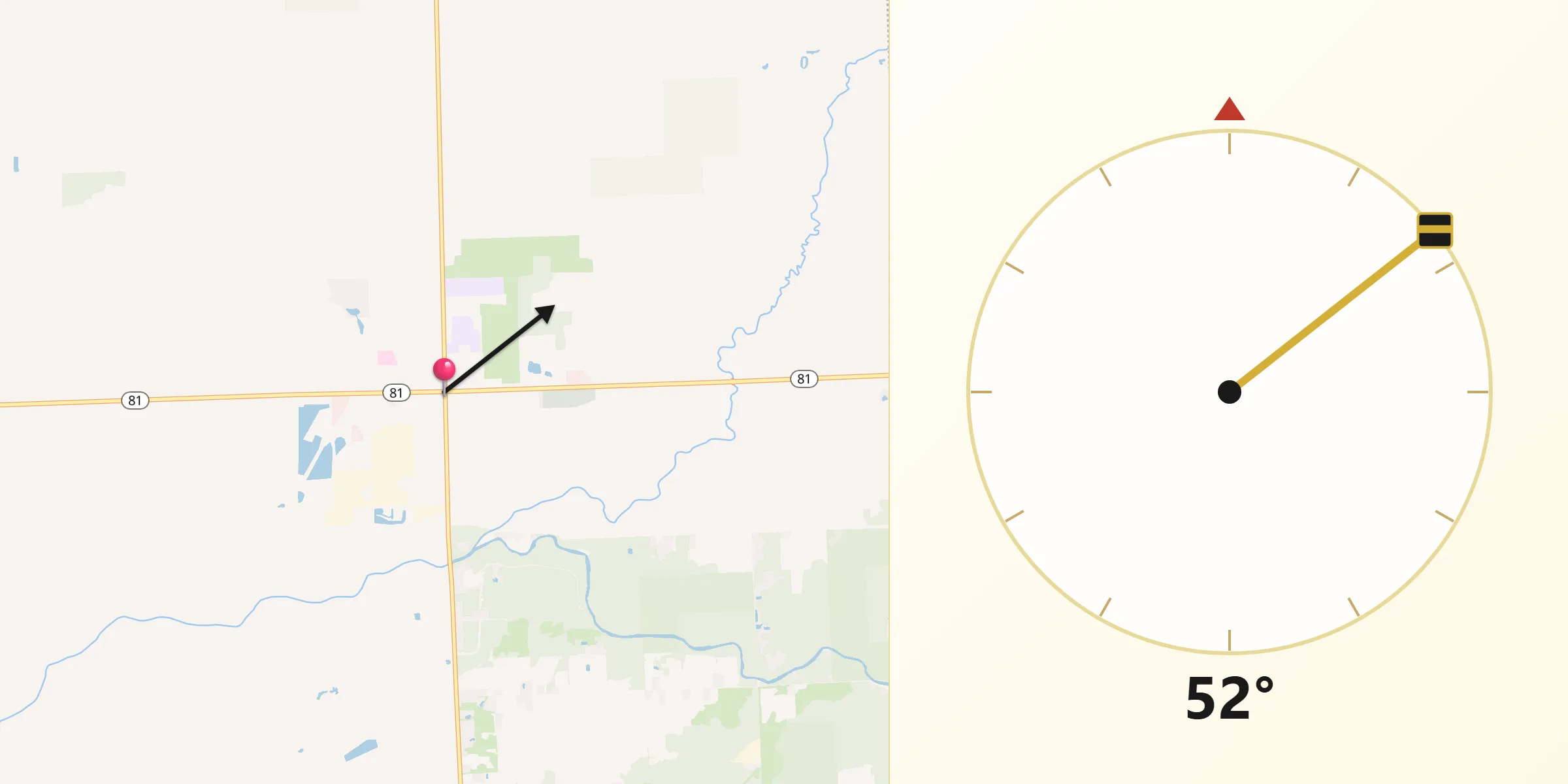 Qibla Direction from Cass City
