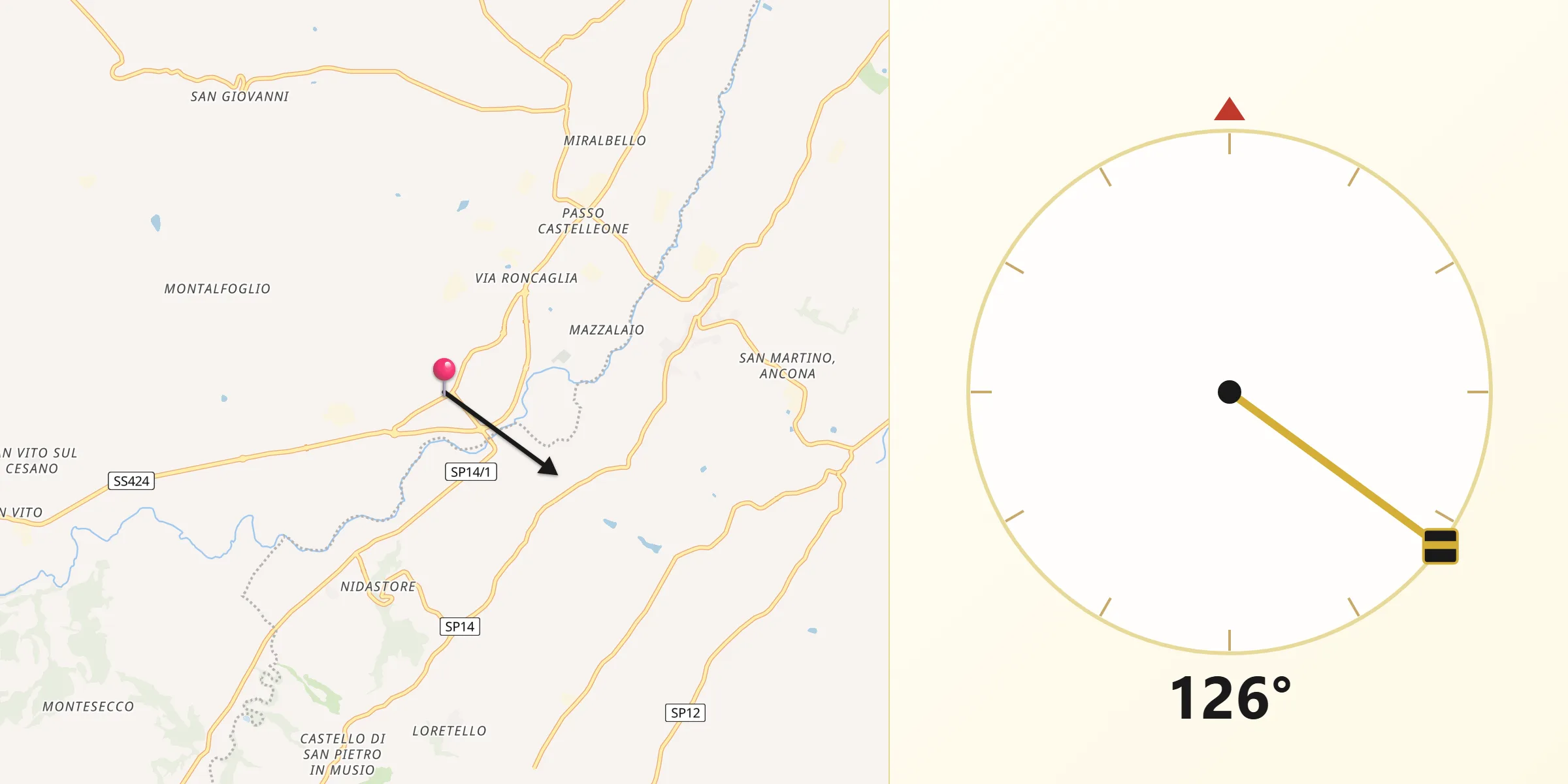 Direzione della Qibla da San Lorenzo in Campo