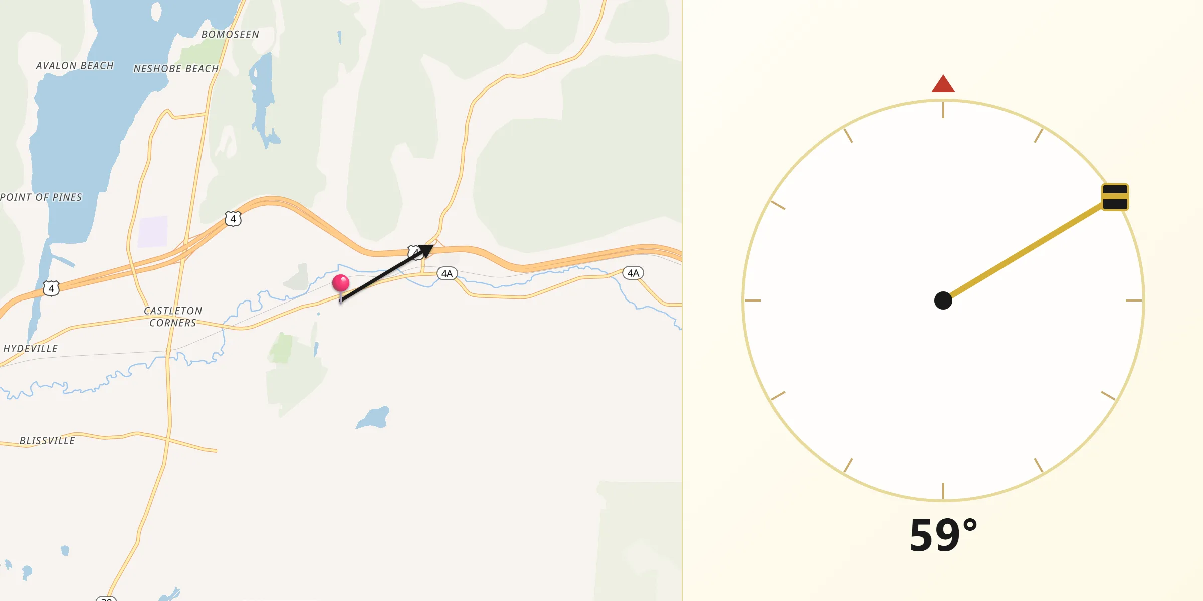 Qibla Direction from Castleton