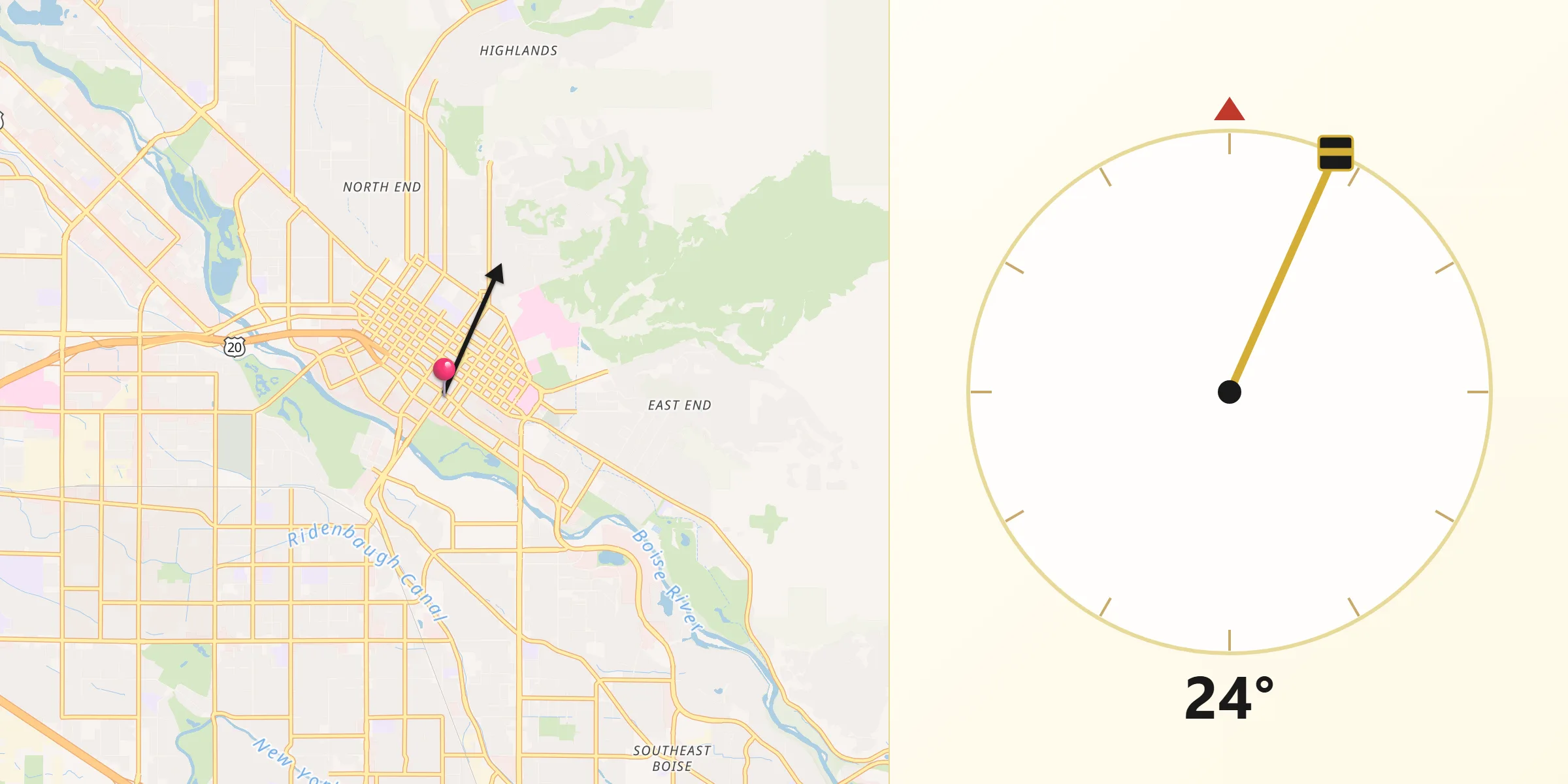 Direzione della Qibla da Boise