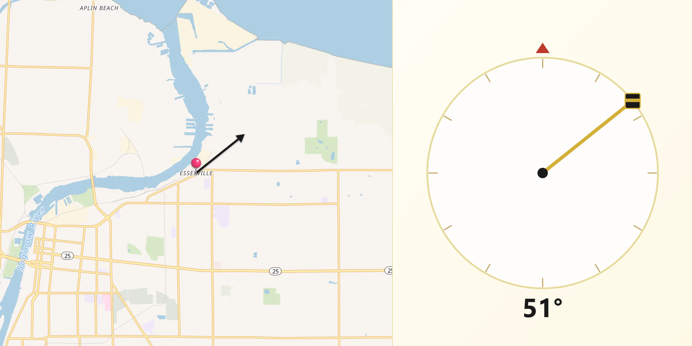 Qibla Direction from Essexville