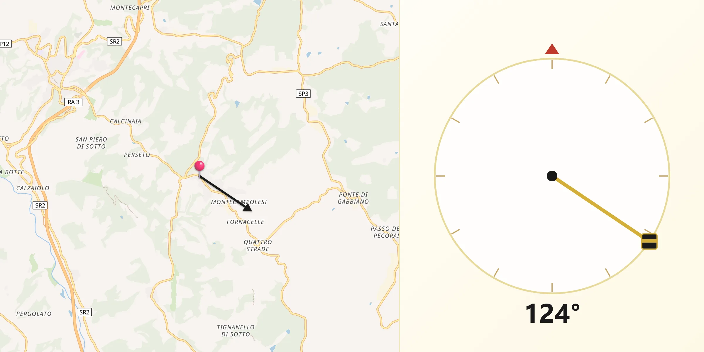 Direzione della Qibla da Mercatale