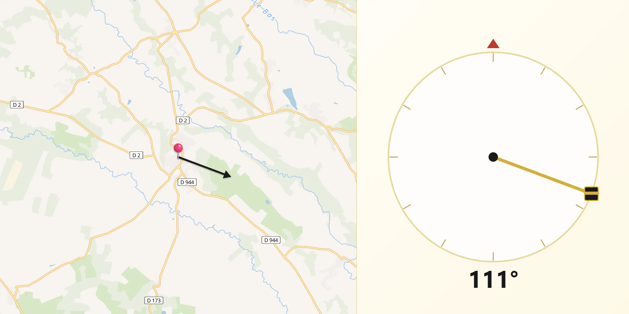 Direction vers la Qibla depuis Samadet